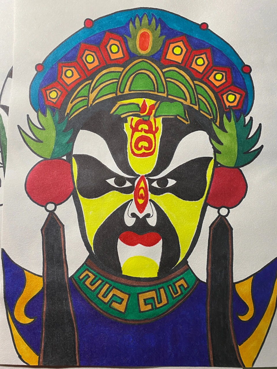 马克笔画 京剧脸谱人物 马克笔画 绘画日常 儿童画   可代画 可临摹