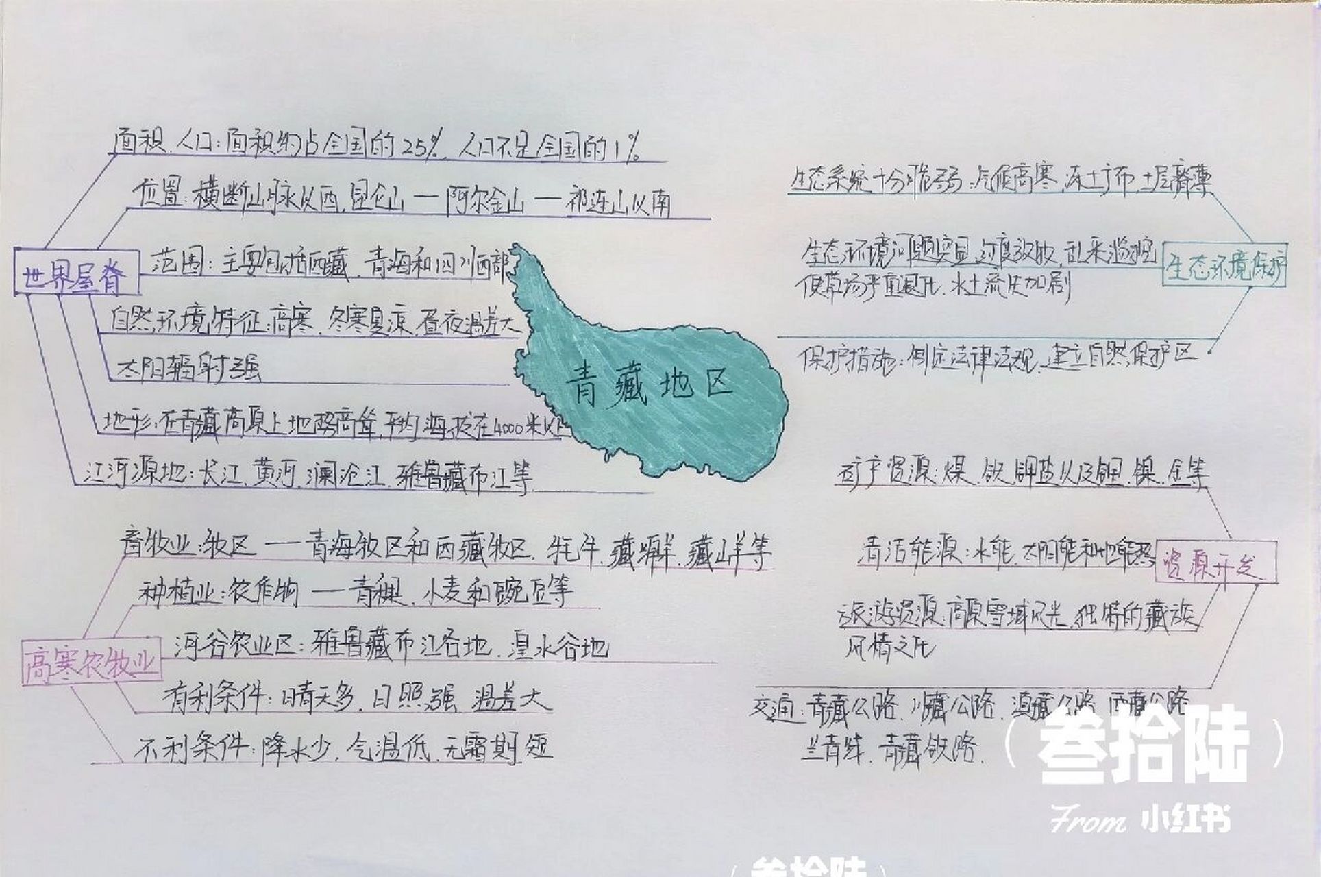 初中地理四大区域思维导图  地理知识  理八下四大地理区域