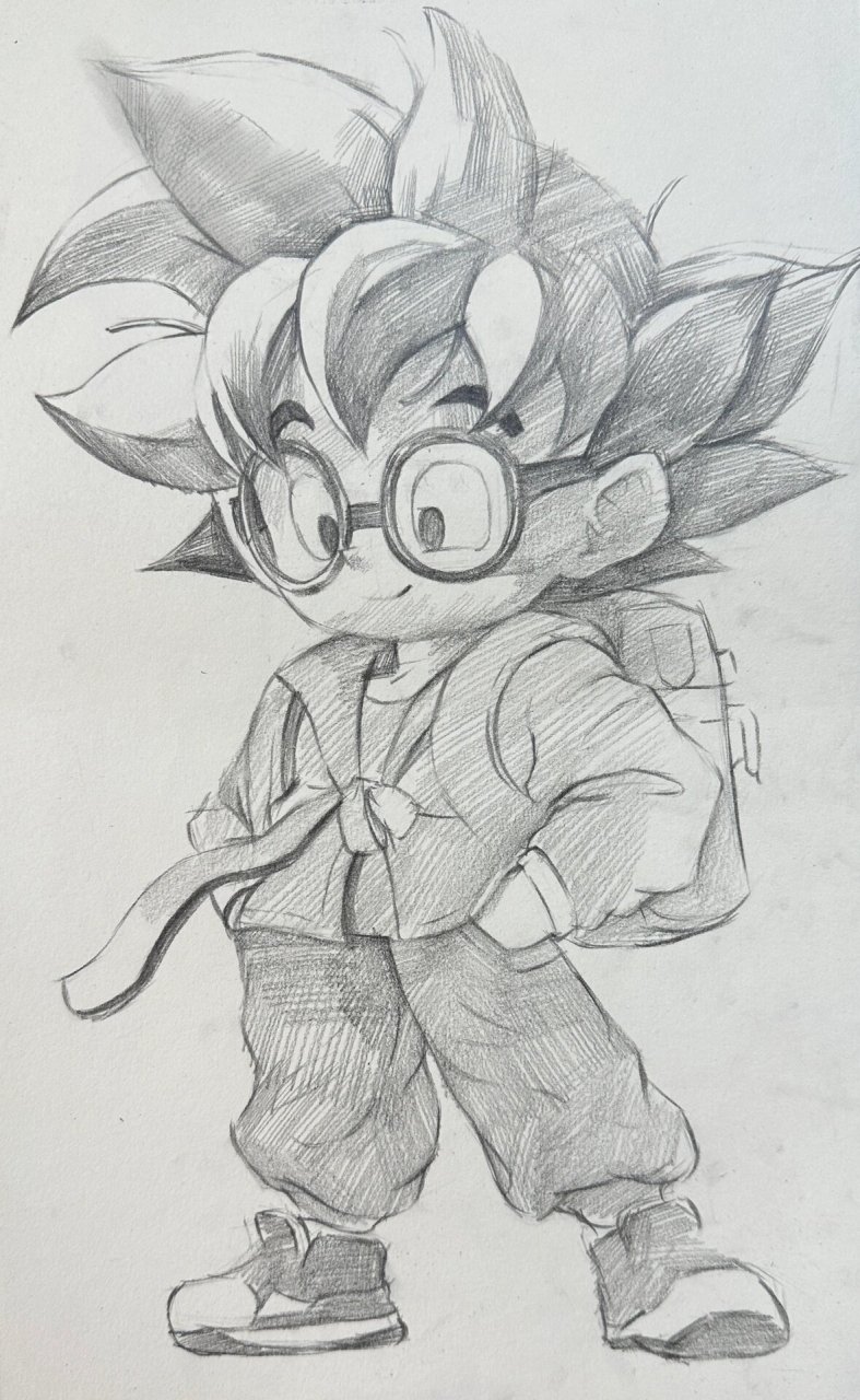 七龙珠 悟空 素描(含绘画步骤,素材)