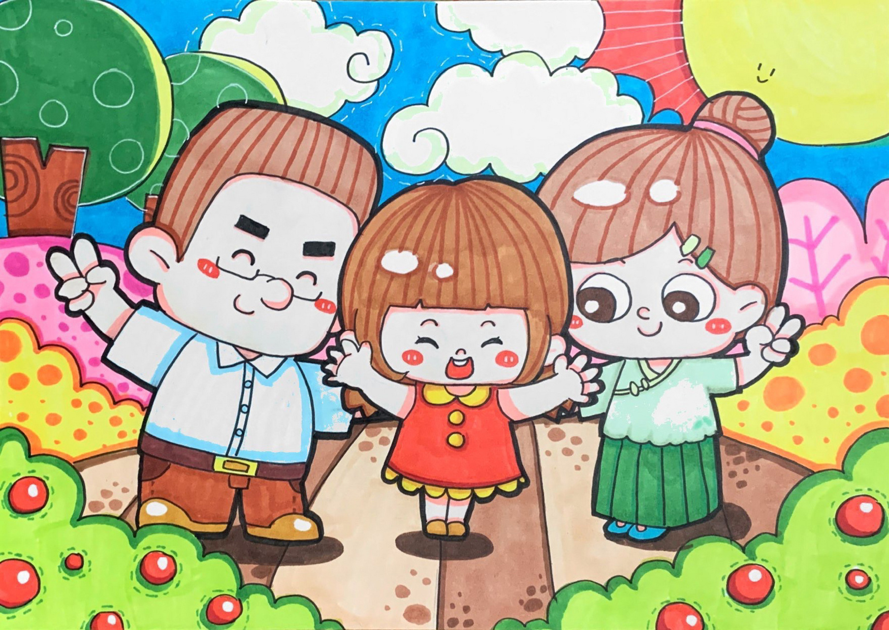 明天就是父亲节啦之前已经发过了小朋友和爸爸单人互动的主题画啦