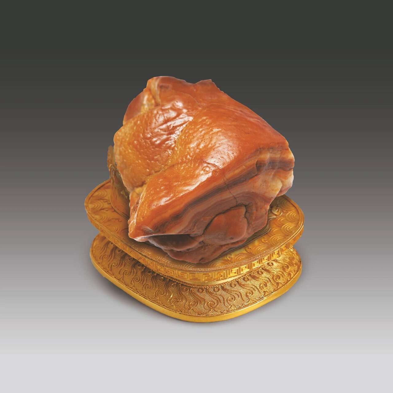 台北故宫镇馆之宝东坡肉石,竟有一块姊妹石 【清康熙东坡肉形石】中国