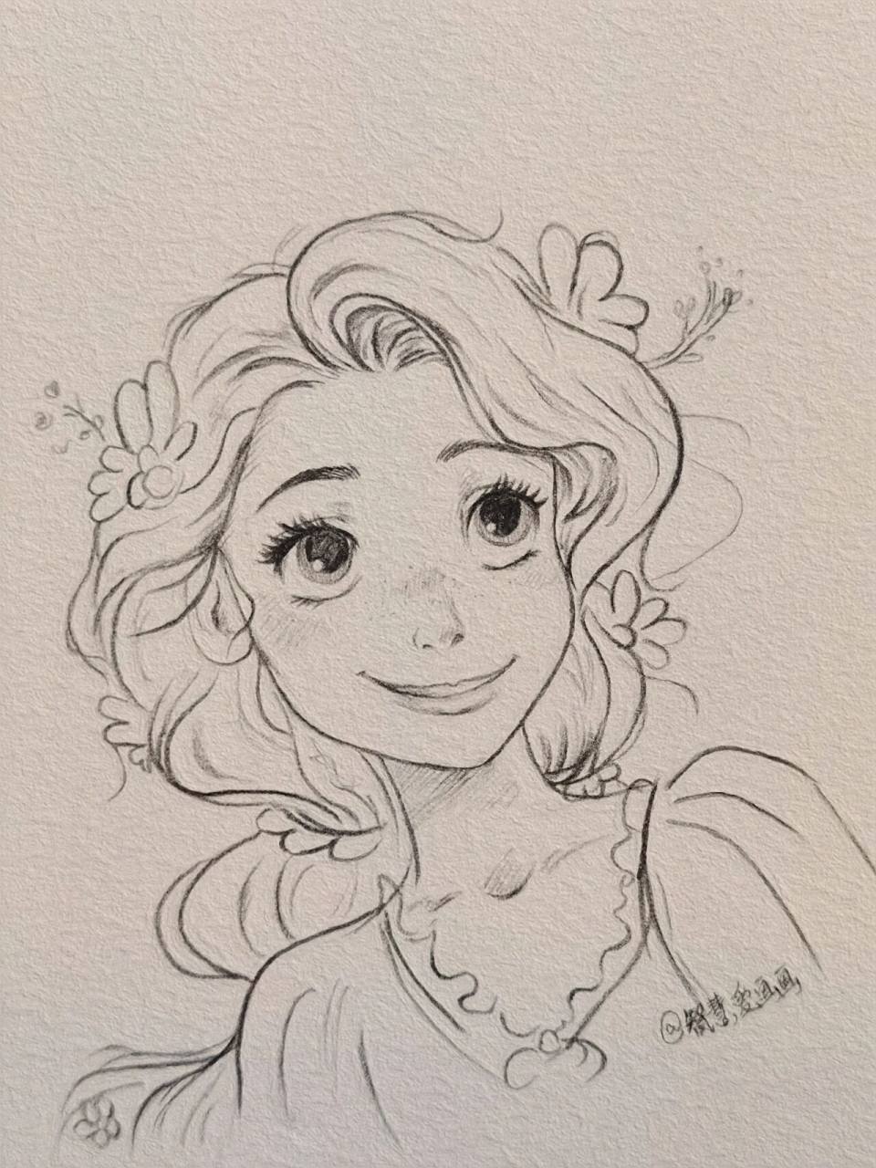 【简笔画 过程78】今天画个长发公主94 最近好喜欢迪士尼公主这种