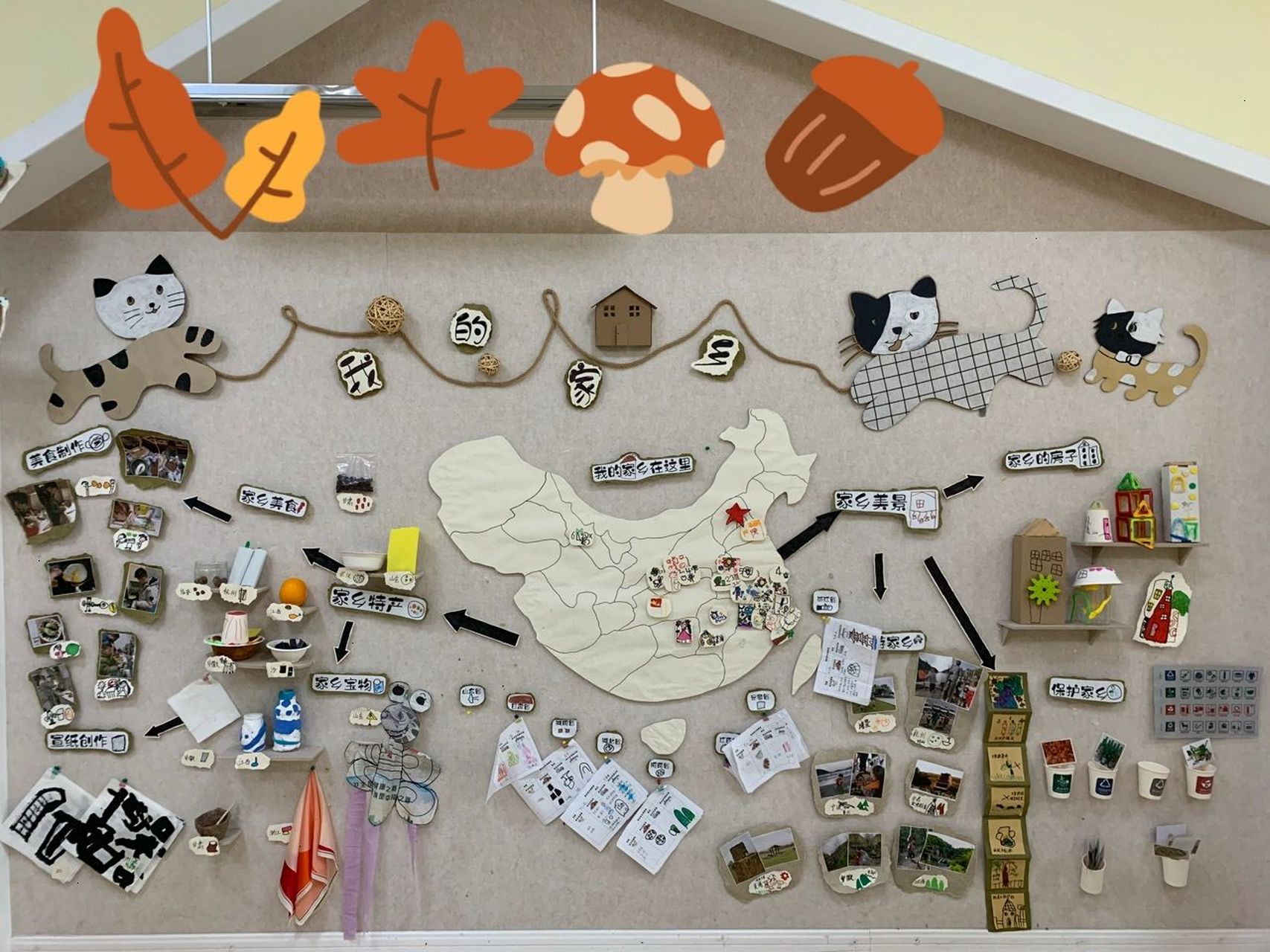 幼儿园环创|幼儿园主题墙创设—《我的家乡 92中班主题墙布置《我的