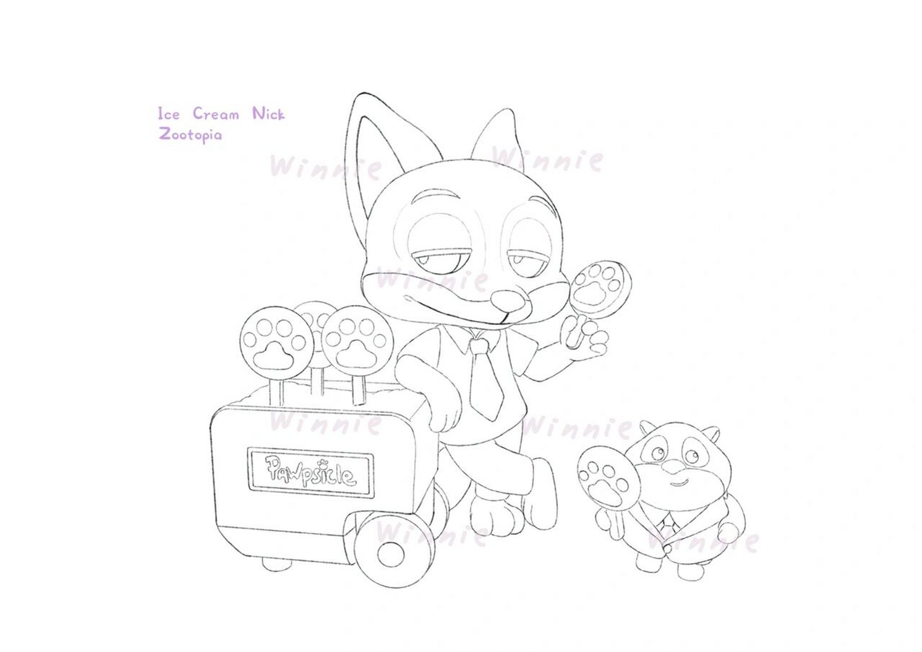 【手绘彩铅盲盒】疯狂动物城冰棒尼克/附线稿 老规矩:完整绘画过程