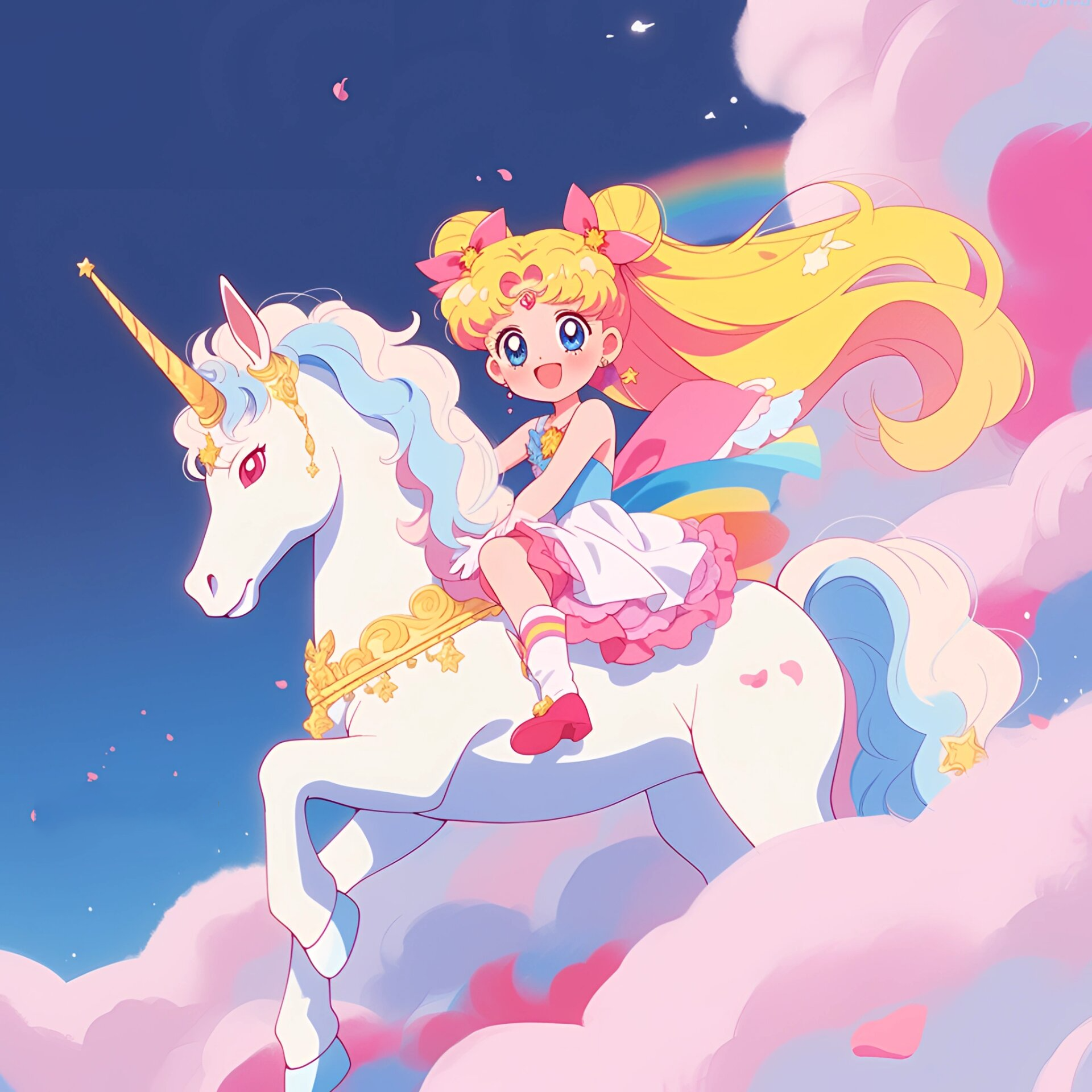 骑着独角兽的美少女来咯 #新头像的魅力# #微信头像# #原创头像# #ai