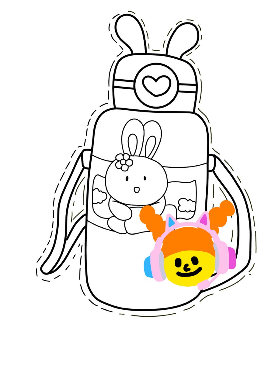 保温杯儿童创意画 带步骤线稿