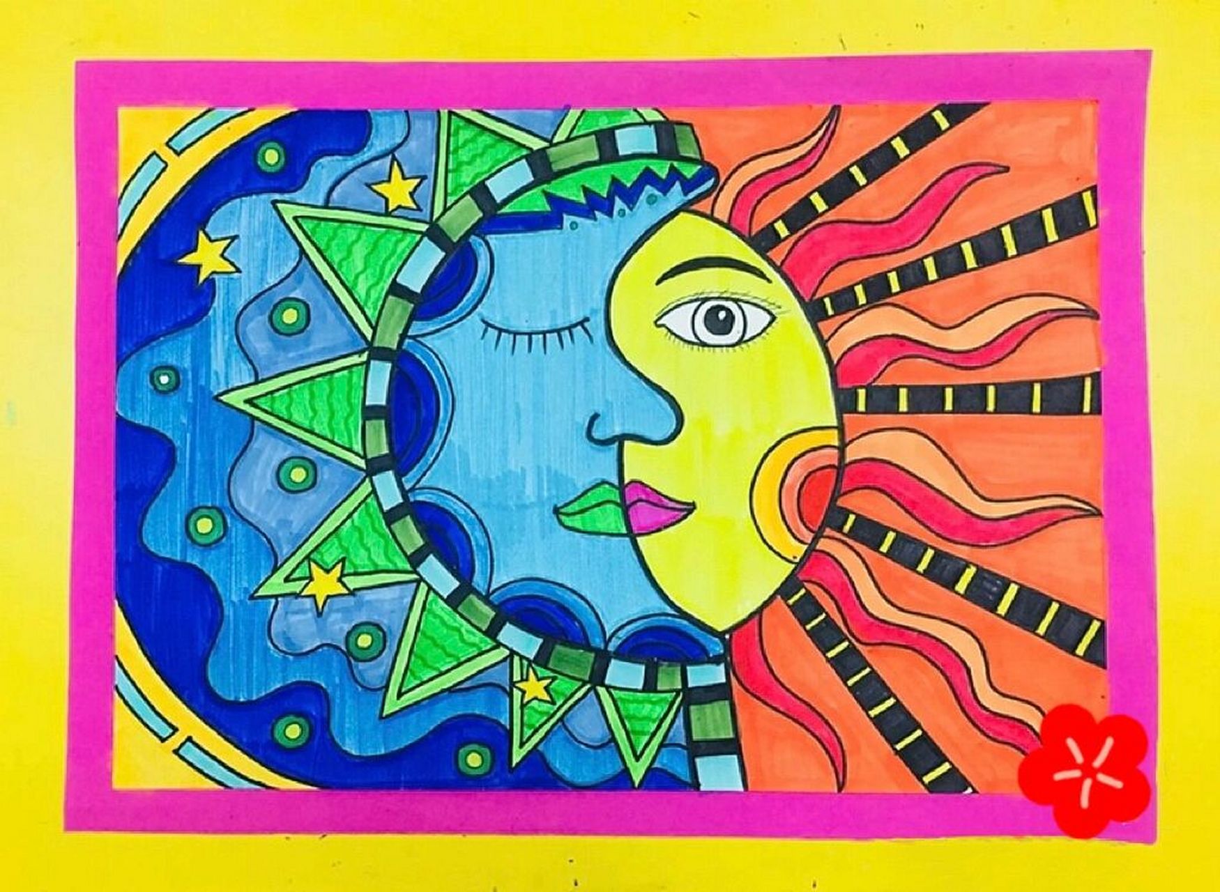 儿童画~冷暖太阳月亮 第三十三课:冷暖 知识目标:学会冷暖色的绘画