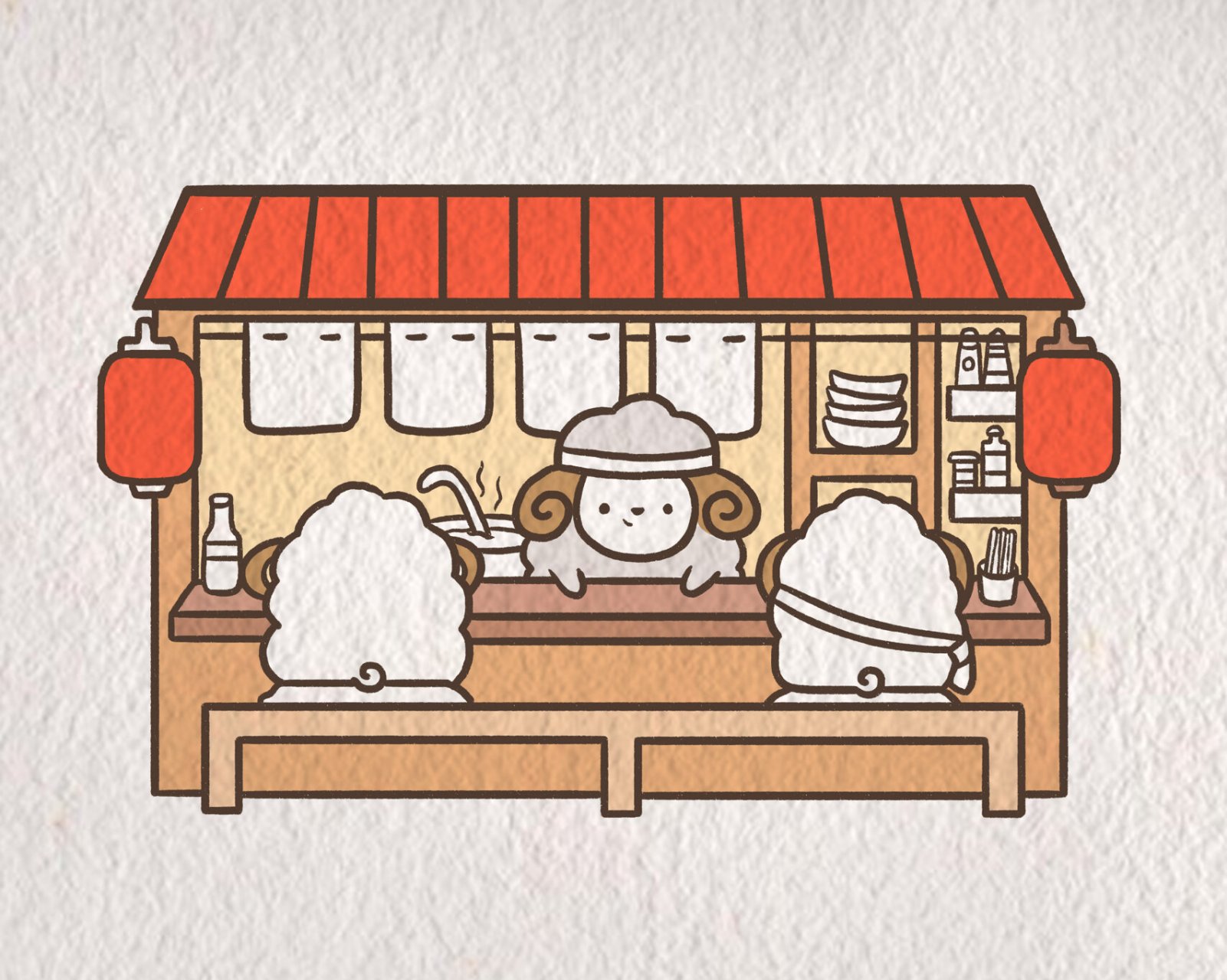 简笔画|深夜食堂 今日份吃什么呢,晚上的夜宵不能错过,来一份日式拉面