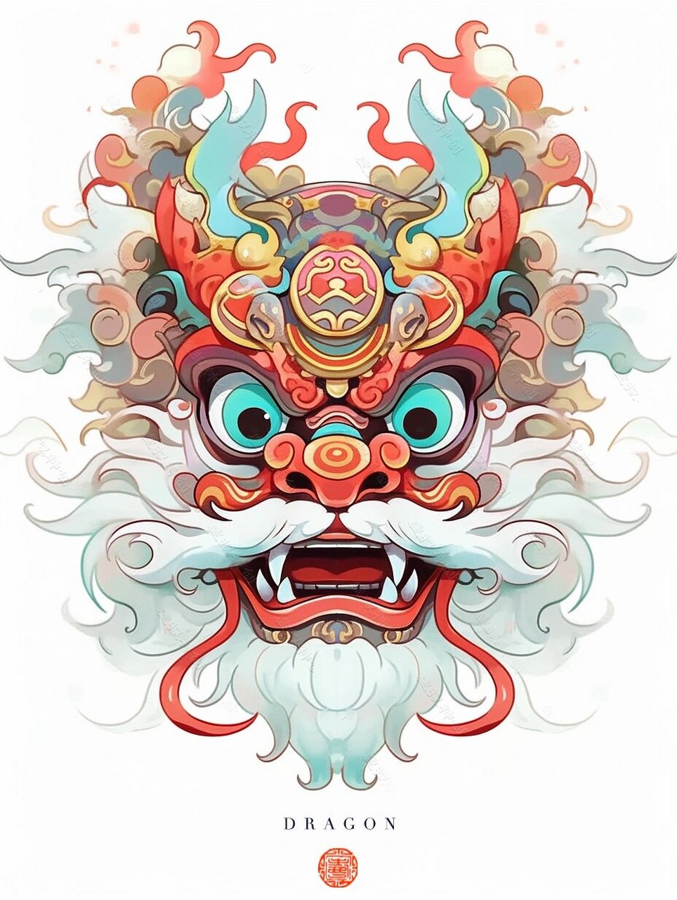 国潮|中国龙/龙头/龙首素材插画