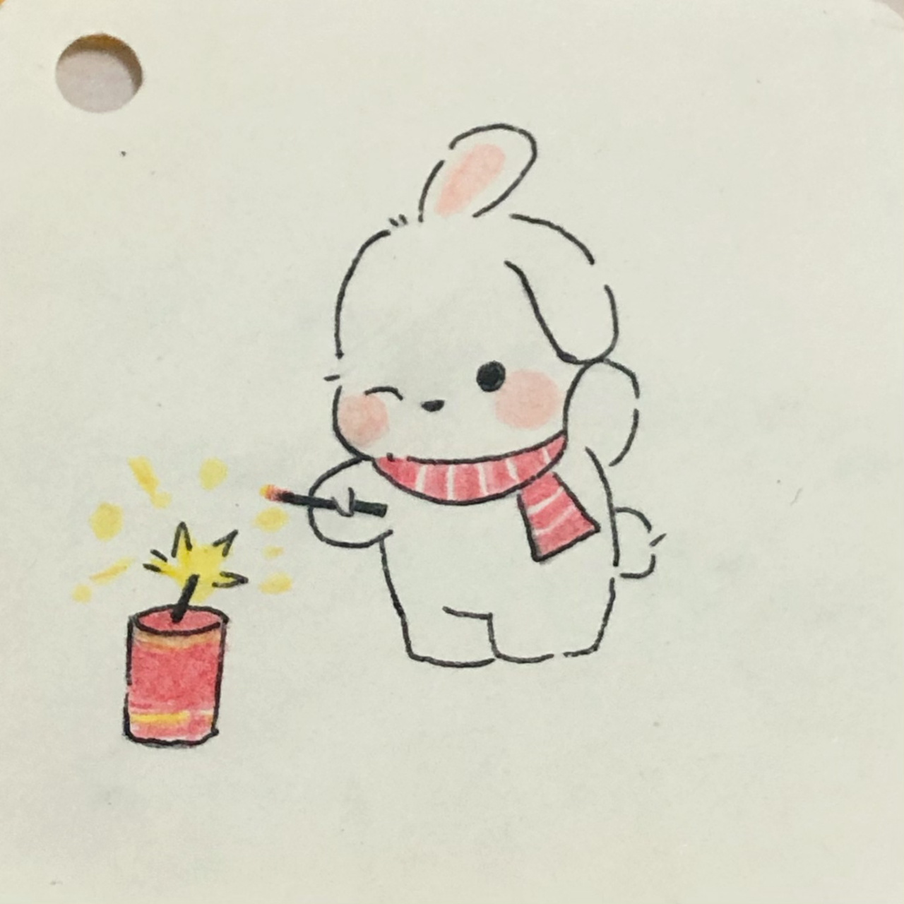 画兔兔啦,放烟花的小兔子,终于又能放烟花啦 临摹自虾饼蟹酱 勾线笔不
