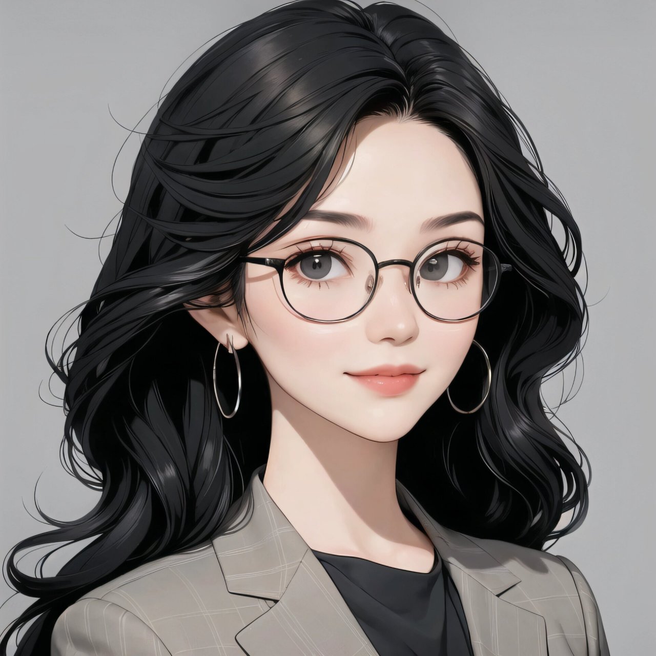 7815职场精英女神头像之灰色西装