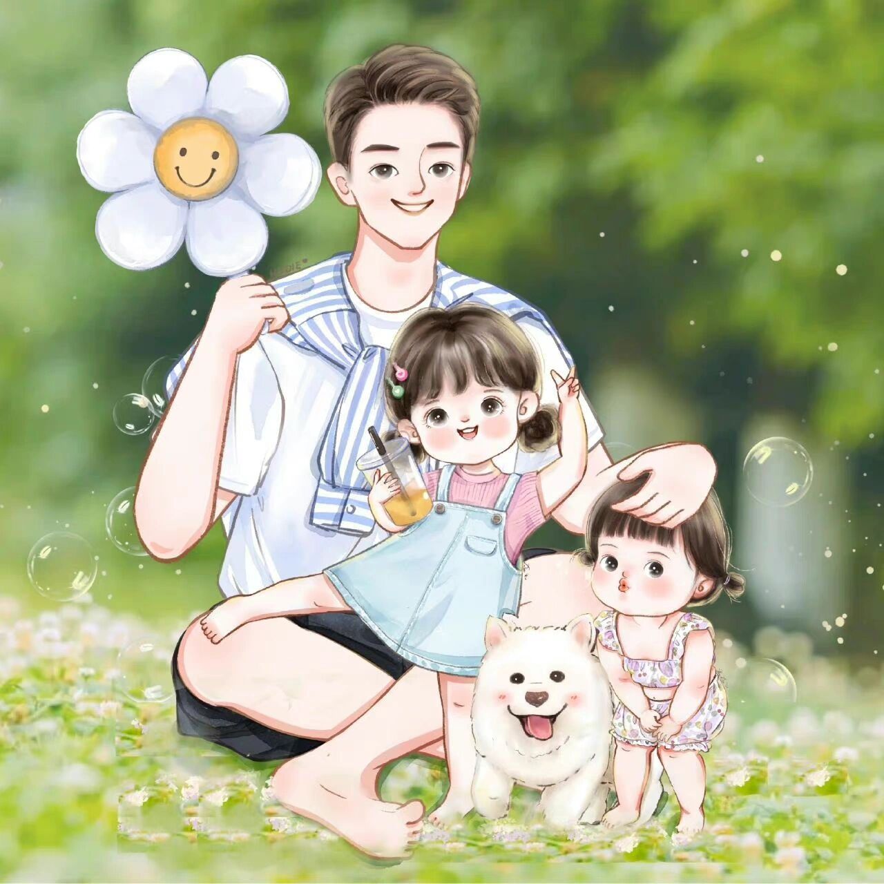 很好看的一家四口动画头像图,分享给大家 喜欢的随时可以拿去当微信