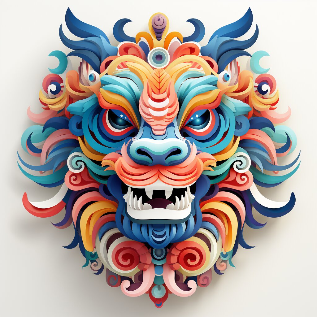 midjourney 生肖龙 bamileke风格头像 cute dragon, zodiac