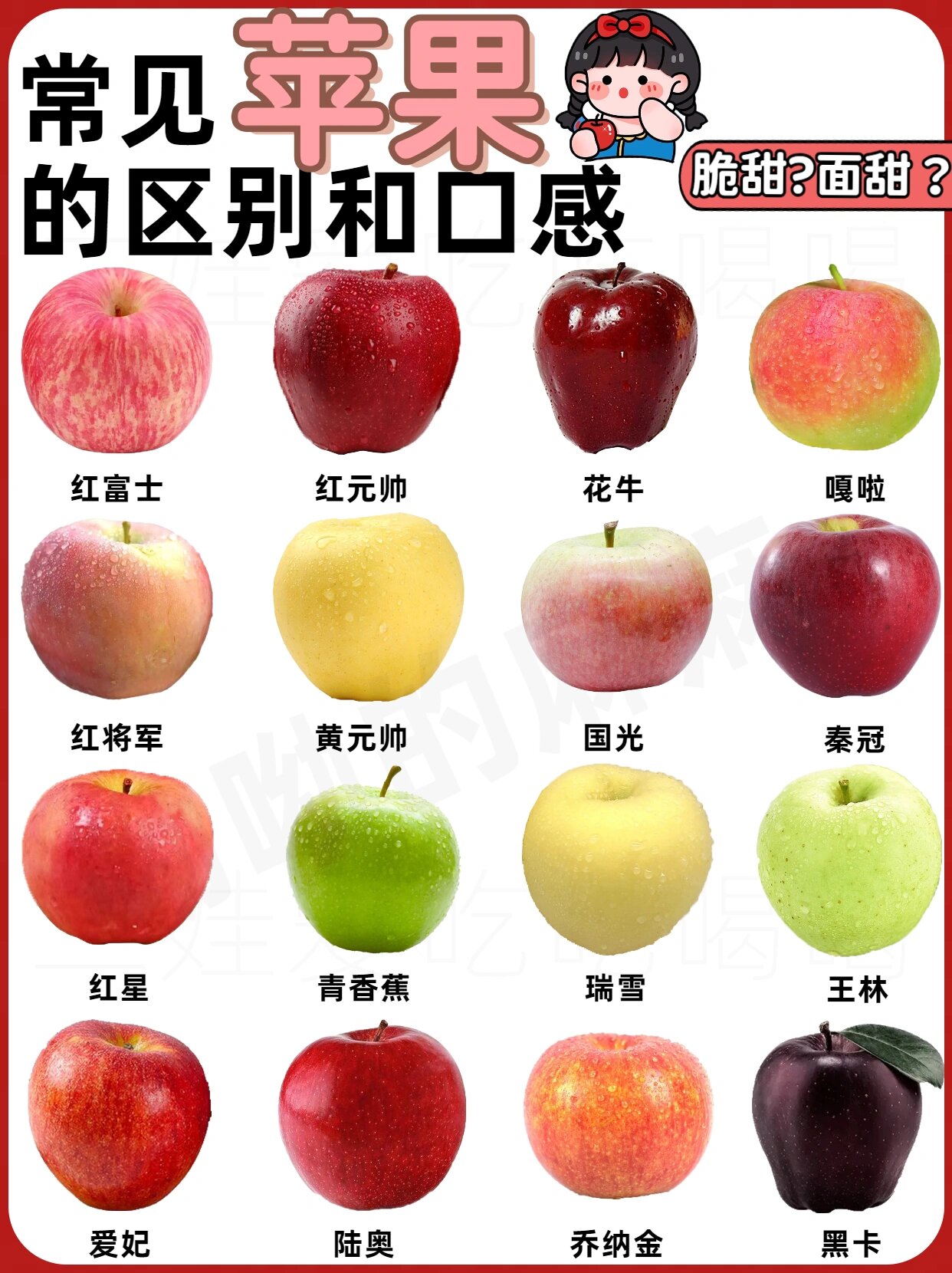 16种常见苹果96的区别和口感75附甜度