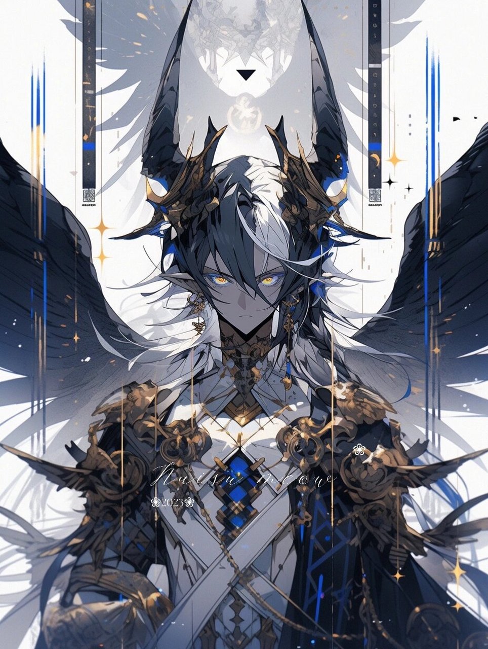 幽蓝冰焰|蓝色系帅气长角男头 温柔的蓝色,可不只天使才有哦?