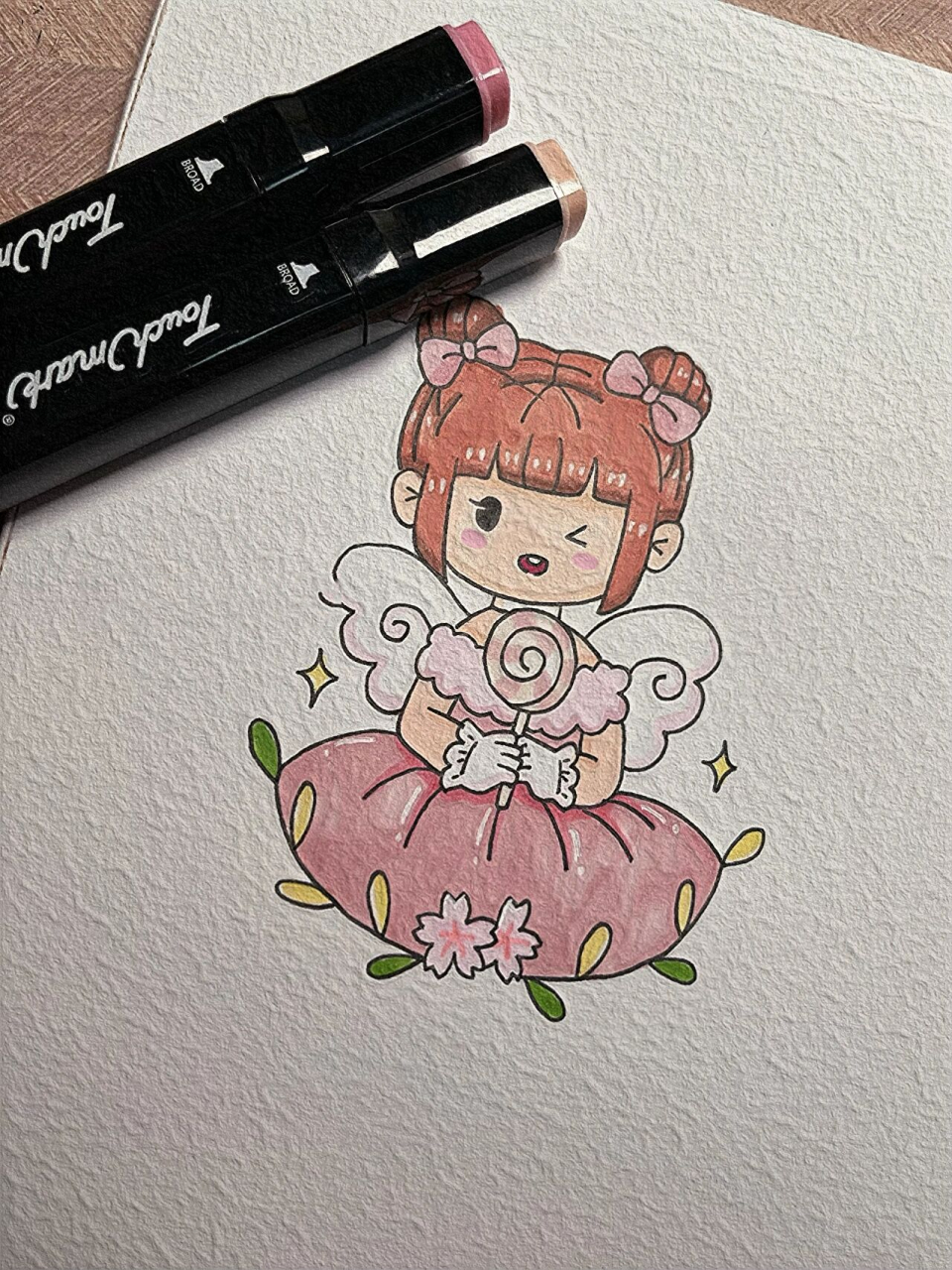 今天又是喜欢小麻薯的一天～ 工具:樱花勾线笔,touchmark马克笔,高光
