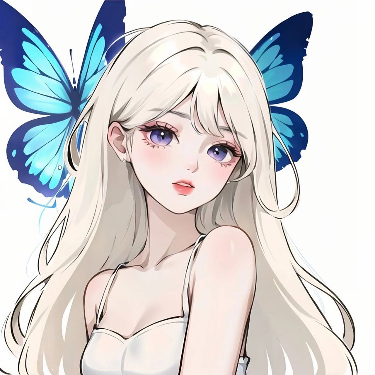 简约头像|蝴蝶少女 由ai生成,没有使用别人的图片,也没有冒充任何人