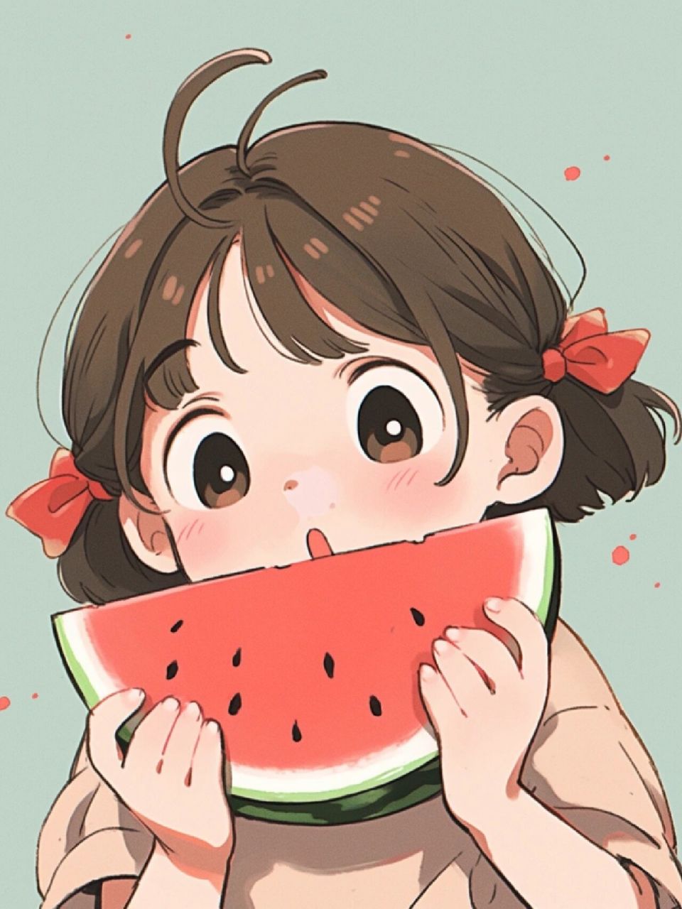 一起吃西瓜吧|情侣头像|可爱旧漫风