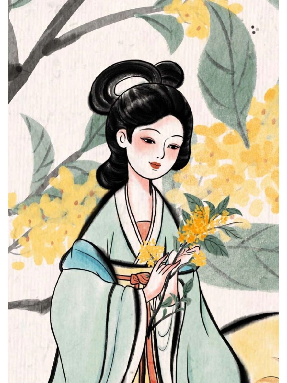国风插画 | 十二花神-桂花93 十二月令,十二花神,八月桂花,美好吉祥