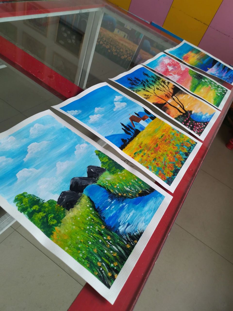 水粉风景画     暑假风景画 夏日炎炎