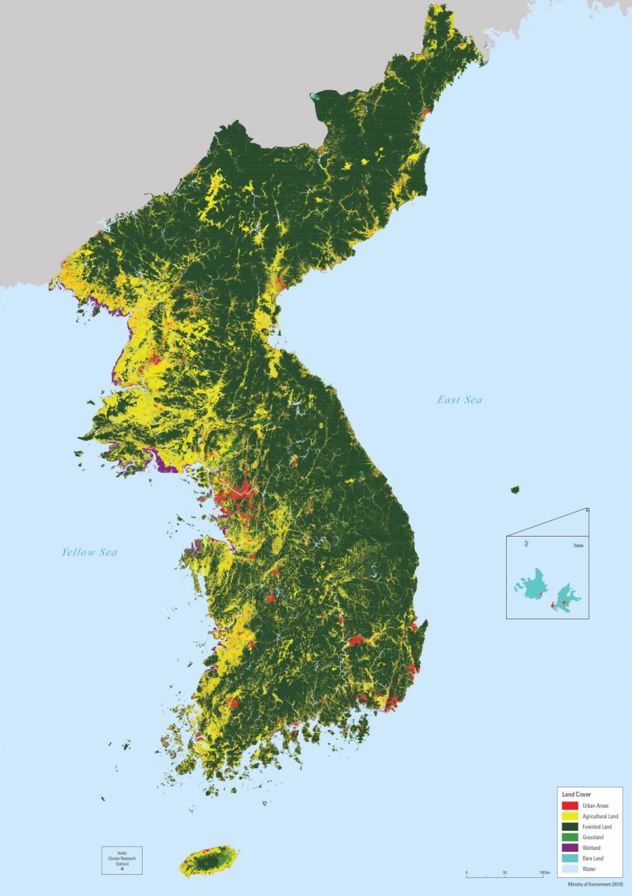 朝鲜半岛土地利用地图 朝鲜半岛土地利用地图!