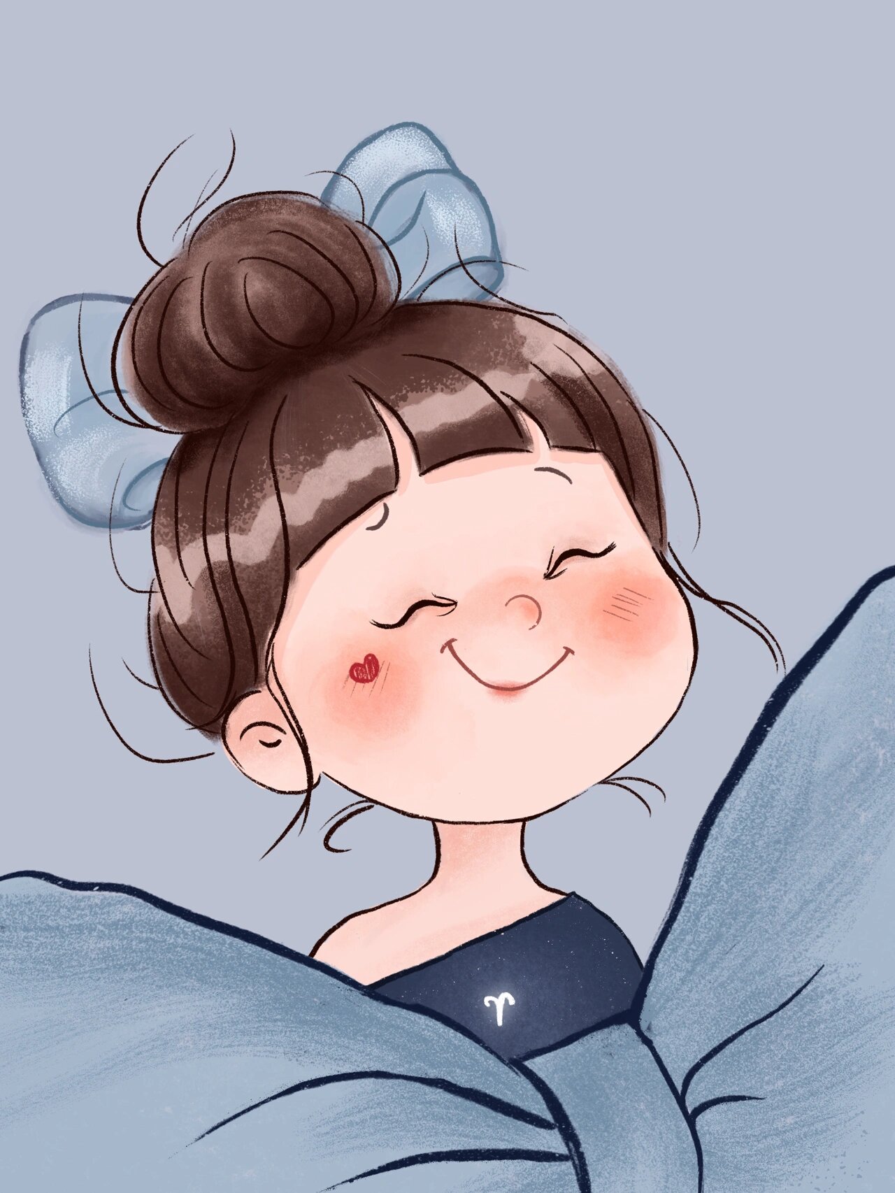 手绘头像 原创 蝴蝶结小女孩