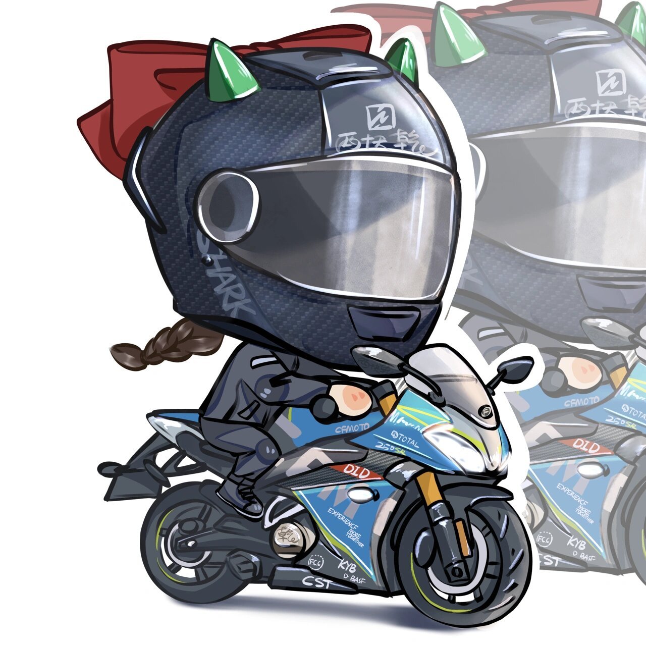 可用|q版机车情侣头像|春风250sr赛道版 俩版画的赛道版都画了,还是