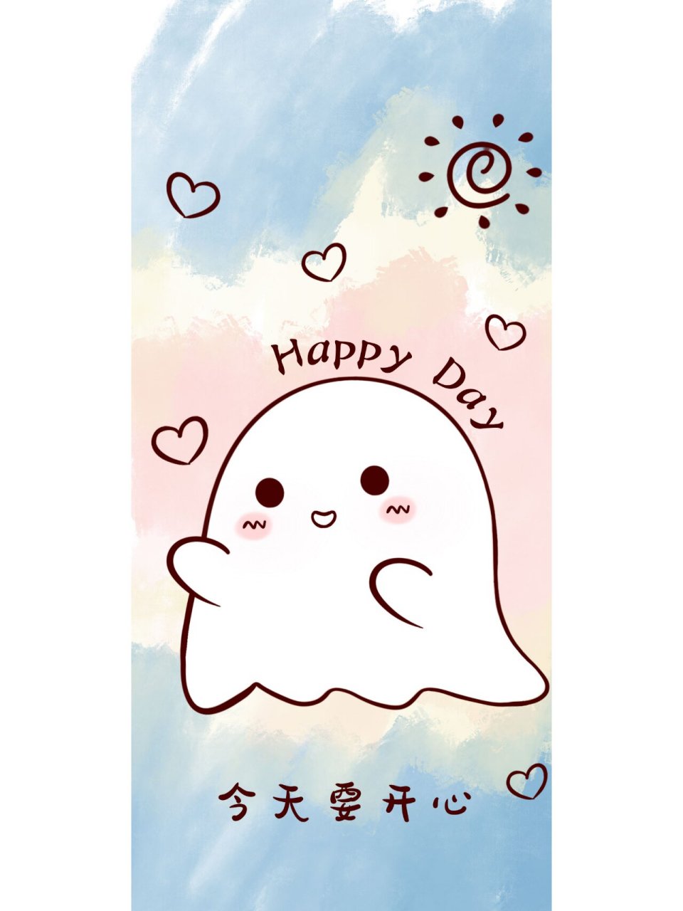 原创可爱唯美小幽灵壁纸多巴胺保持开心