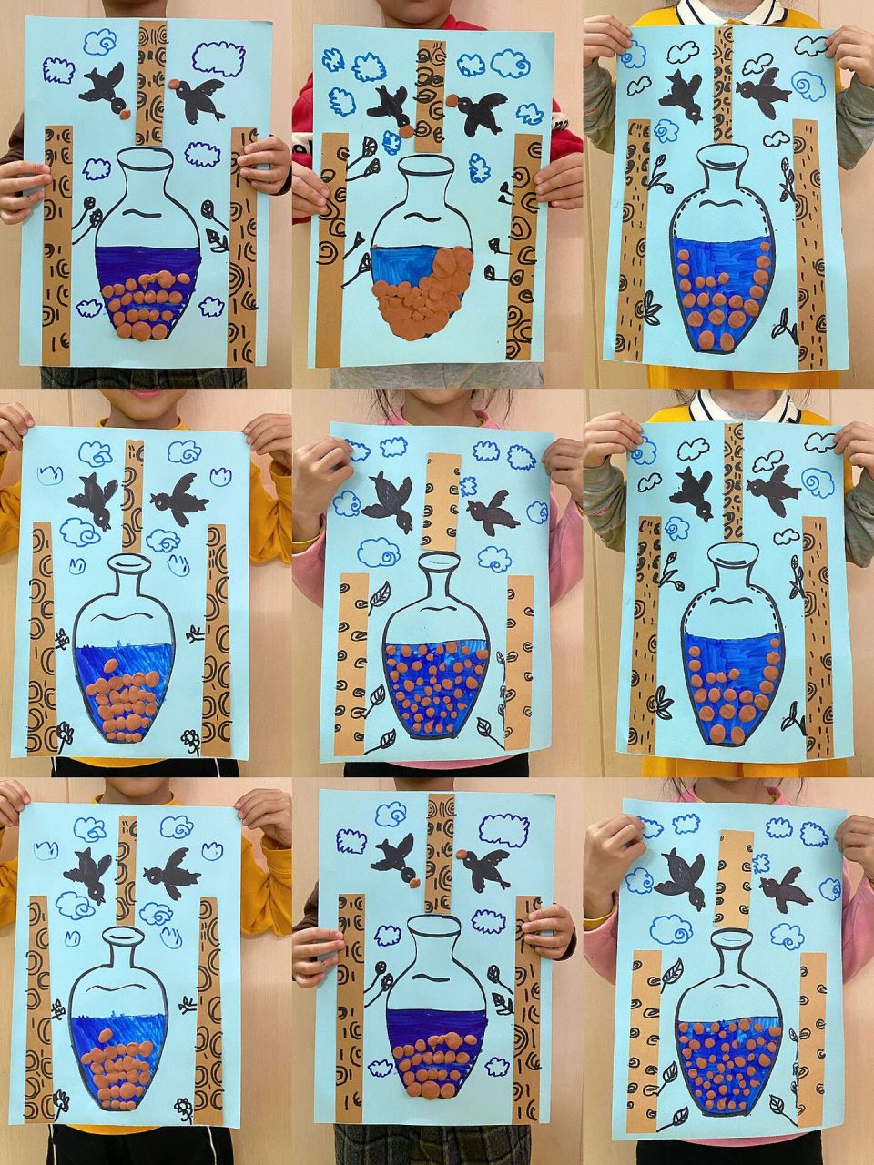 幼儿园中大班创意绘画《乌鸦喝水》寓言故事96