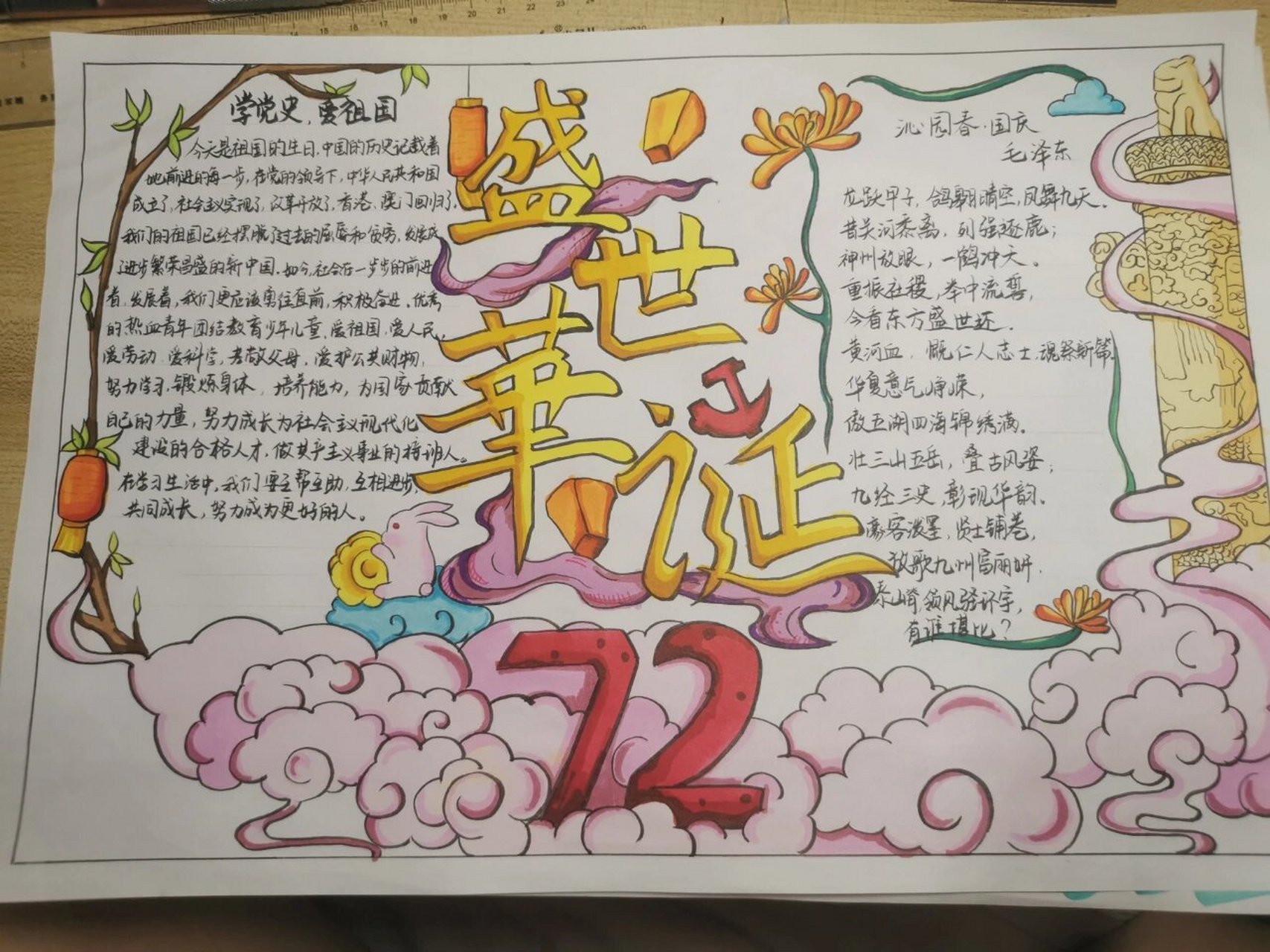 国庆手抄报&绘画 都是a3纸画的,从我记事以来,几乎每年国庆都会给祖国