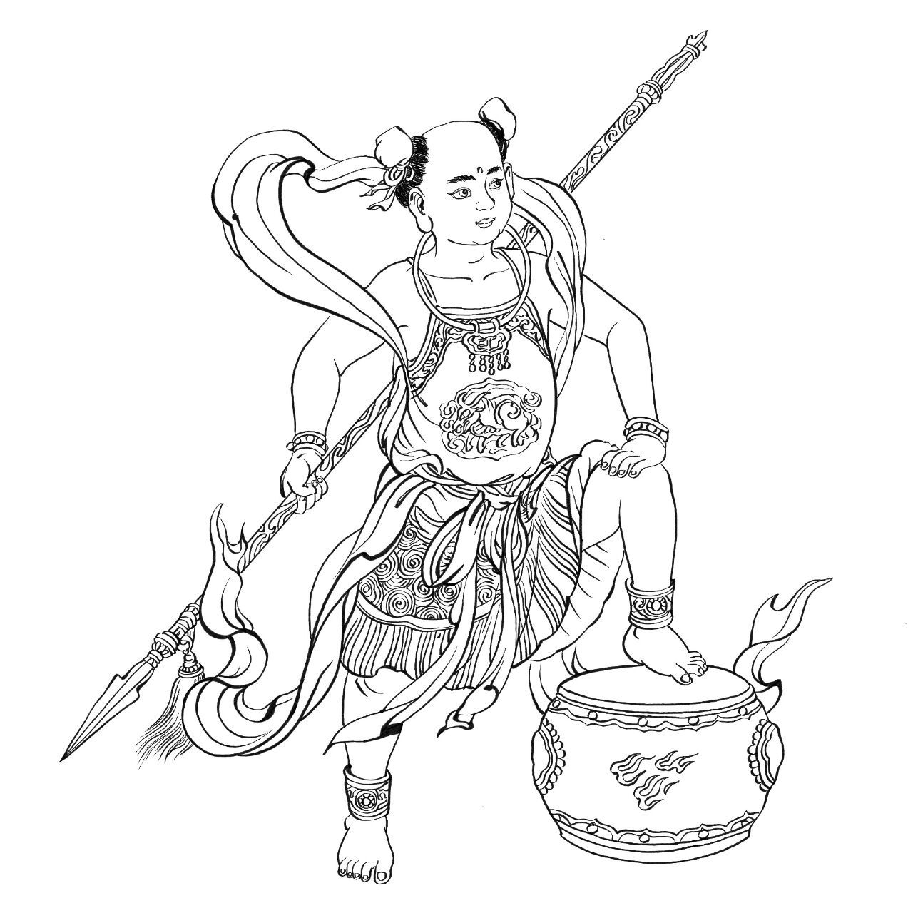西游神魔‖工描‖红孩儿 红孩儿,本名牛圣婴,牛魔王和铁扇公主的儿子