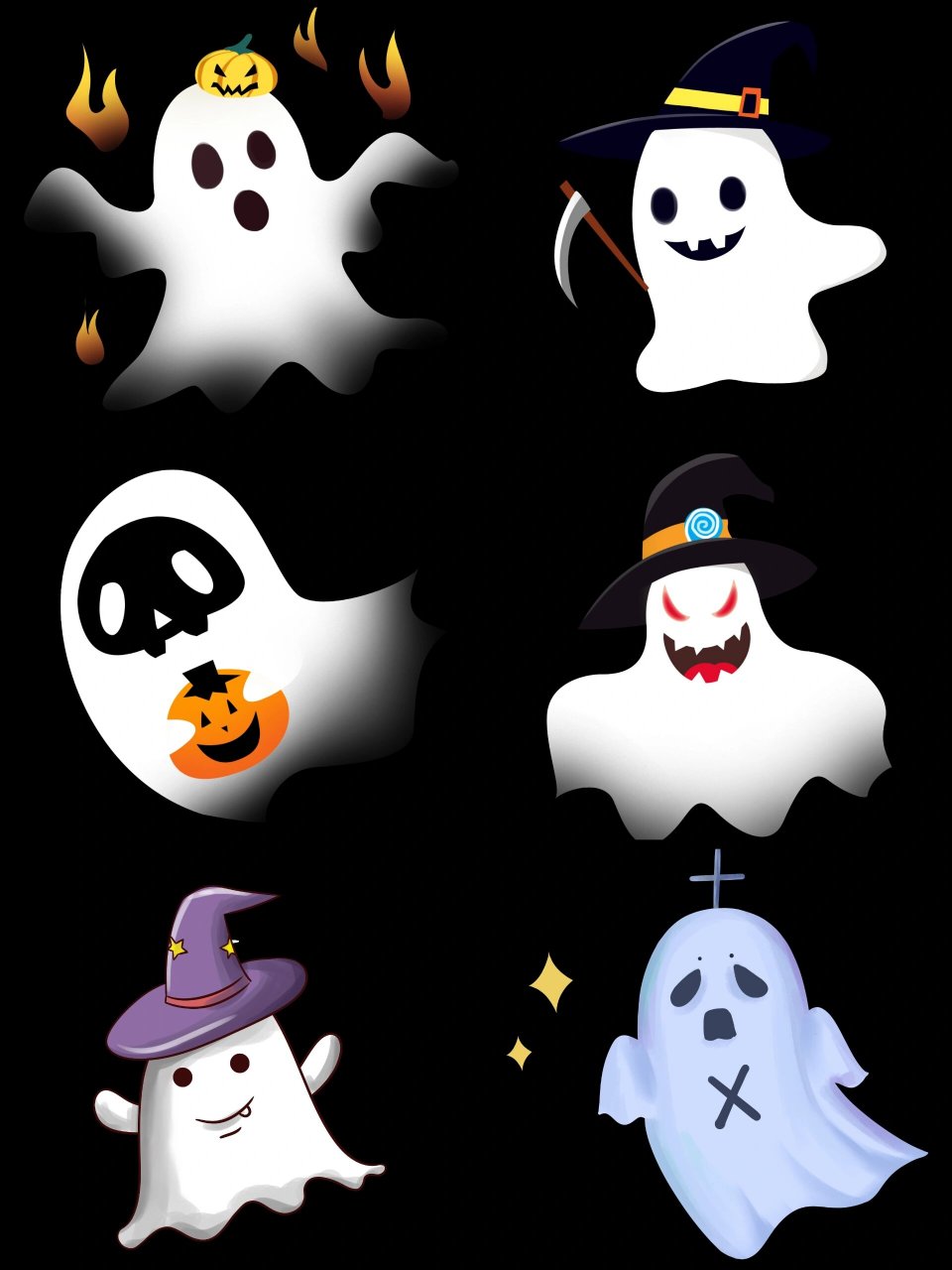 万圣节‖可爱幽灵手绘插画免抠素材图② 97979797 万圣节作为