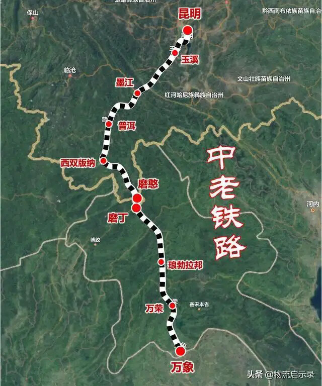 中老高速公路路线图图片