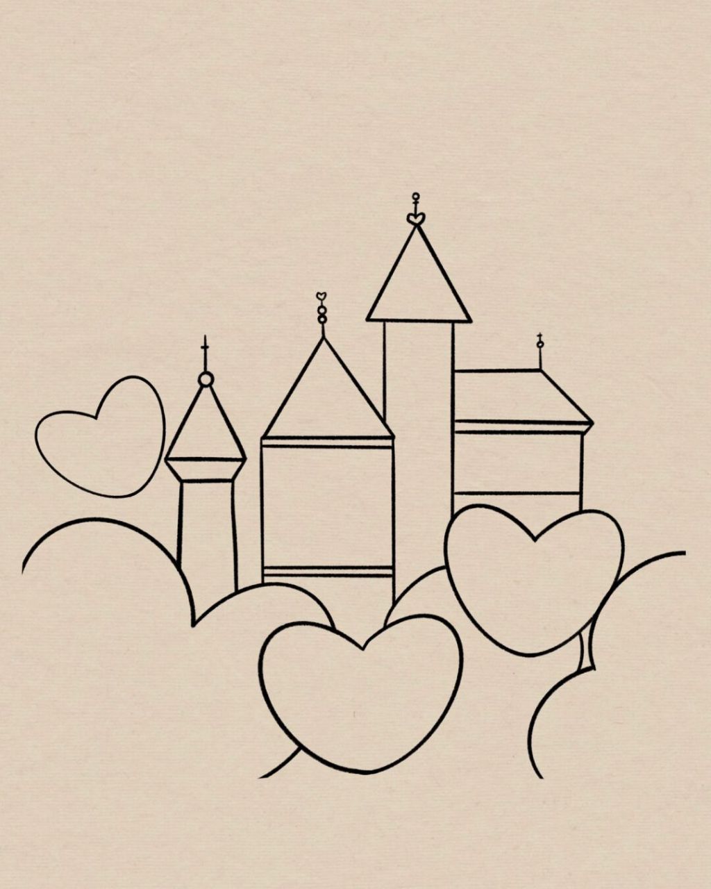 城堡简笔画|附过程 ins简笔画|简单好学 临摹:yeewai #简笔画教程