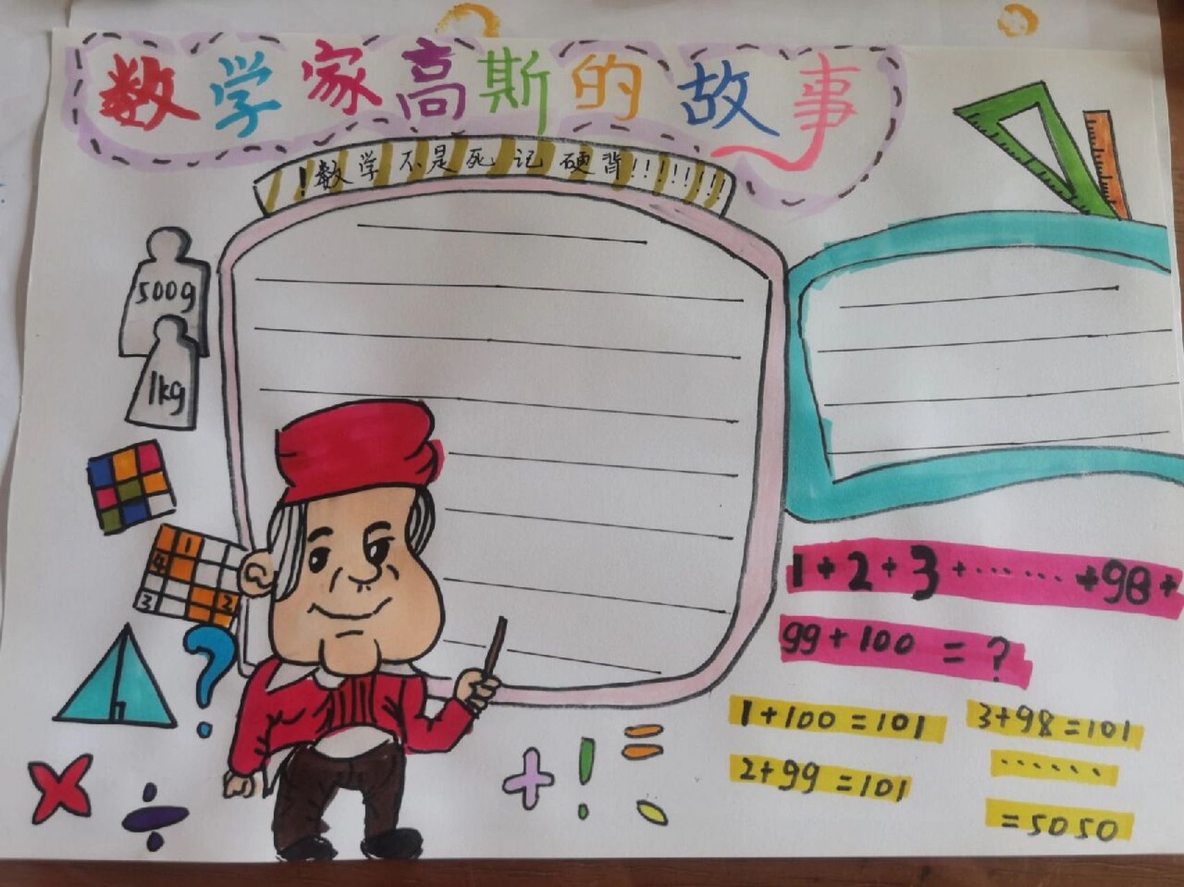 数学家的故事手抄报 数学家高斯,我感谢小红书,不然这小学作业真疯了
