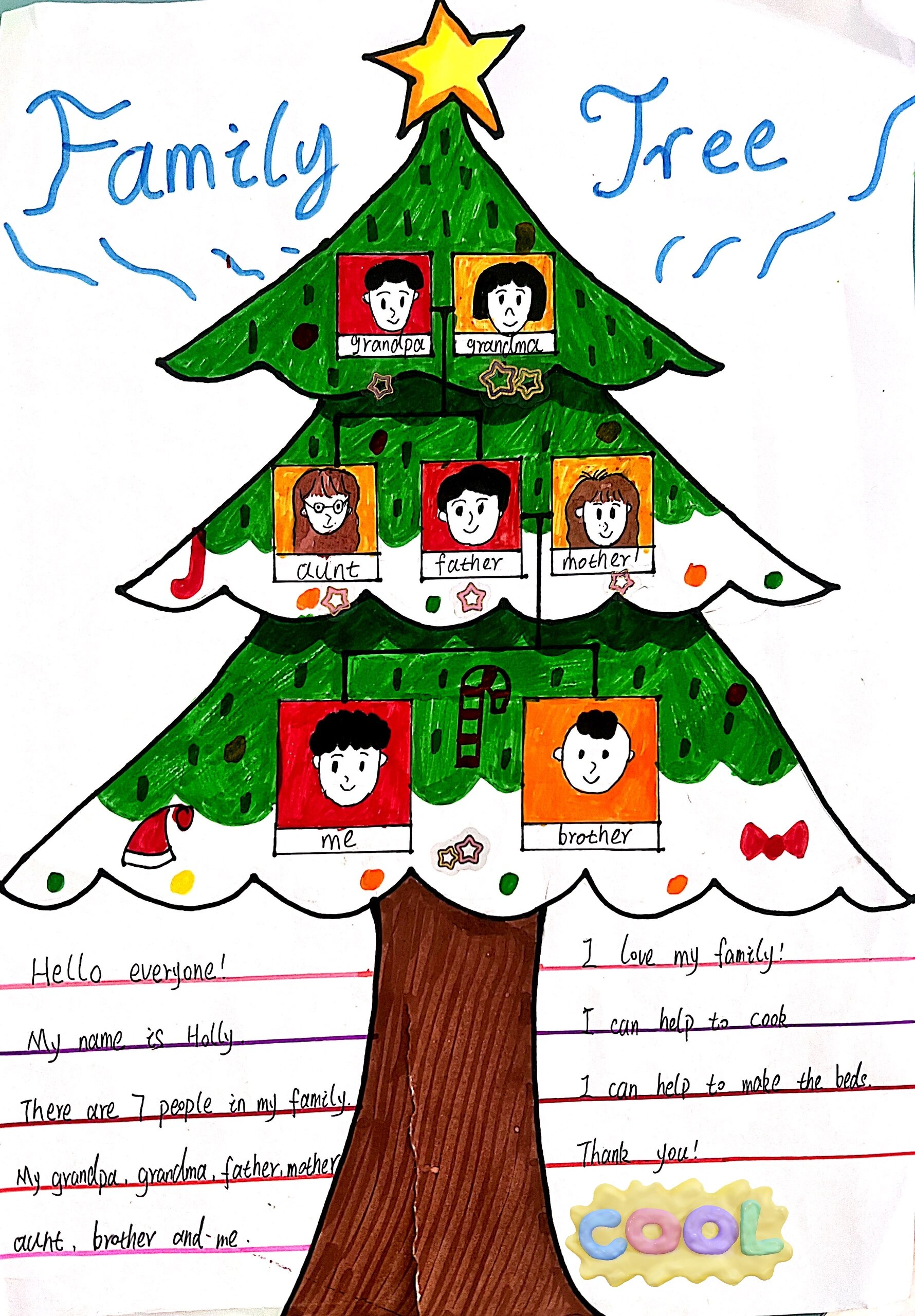 英文手抄报-my family tree(家庭成员
