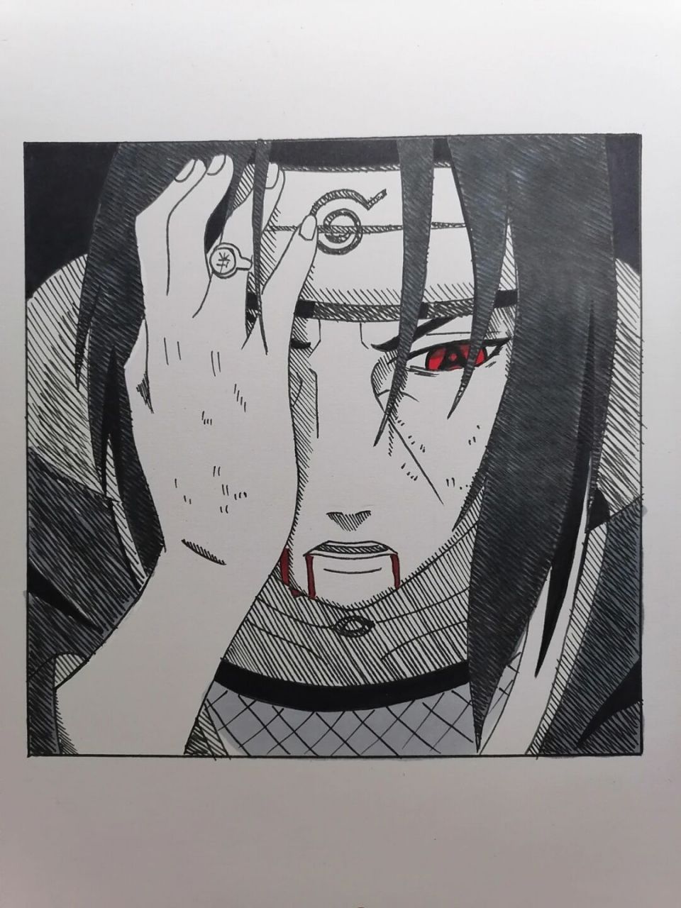 奇怪的画风 #火影忍者# #手绘教程# #鼬# 奇怪