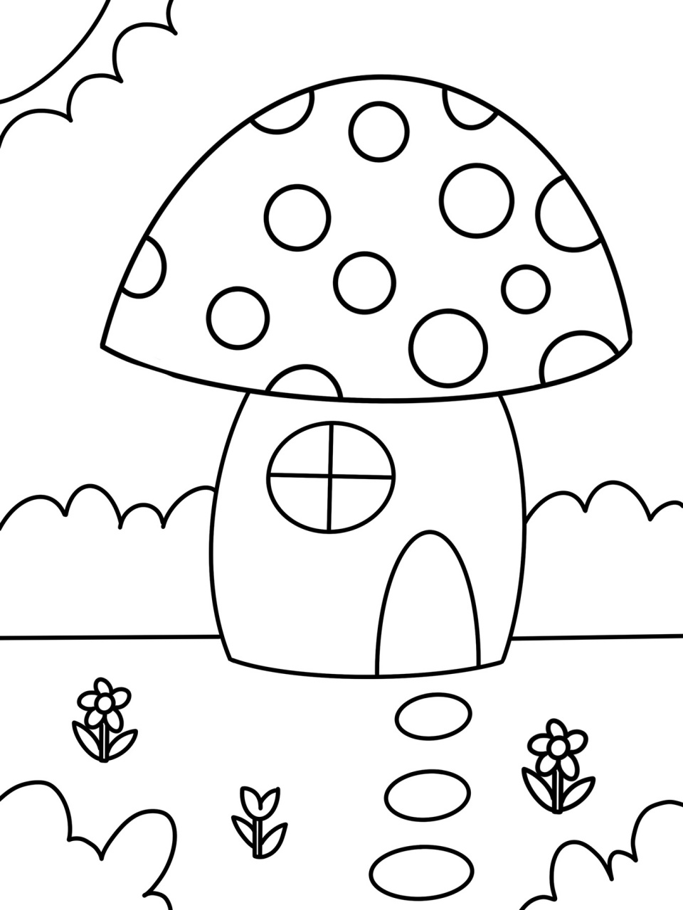 蘑菇屋 蘑菇房子 小房子 创意画 儿童画 简笔画 带线稿哦 适合小朋友
