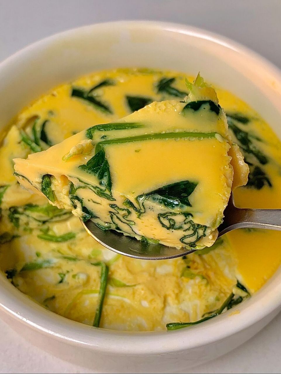 今天减脂餐分享这个菠菜蒸蛋[期待] 巨巨巨好吃[馋嘴]鸡蛋嫩滑,菠菜