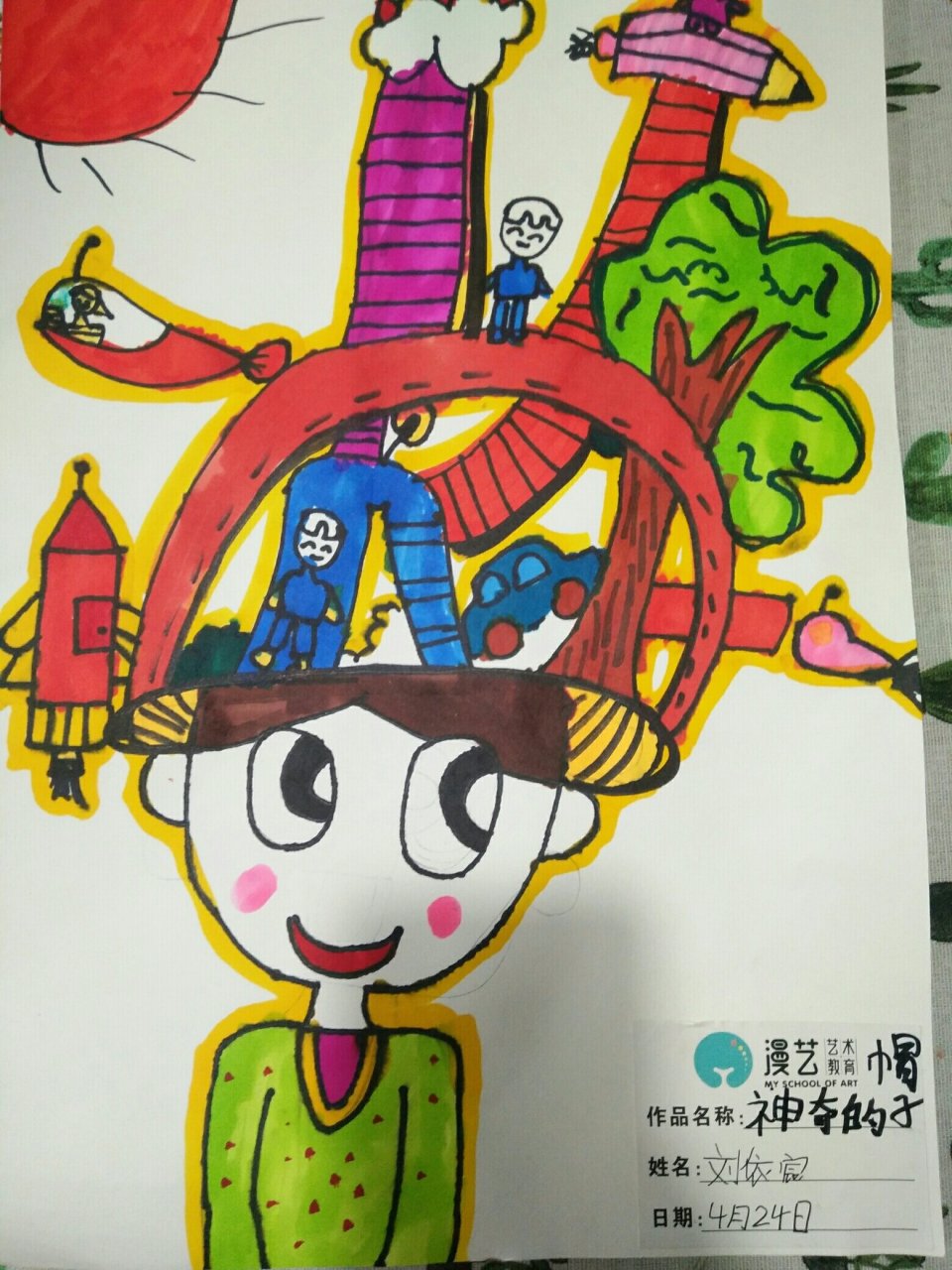 儿童画《神奇的帽子》 让我们一起展开丰富的想象,设计一款有趣的帽子
