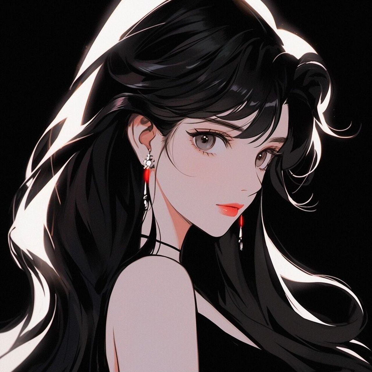 御姐气场美貌的黑色系|女生必备头像