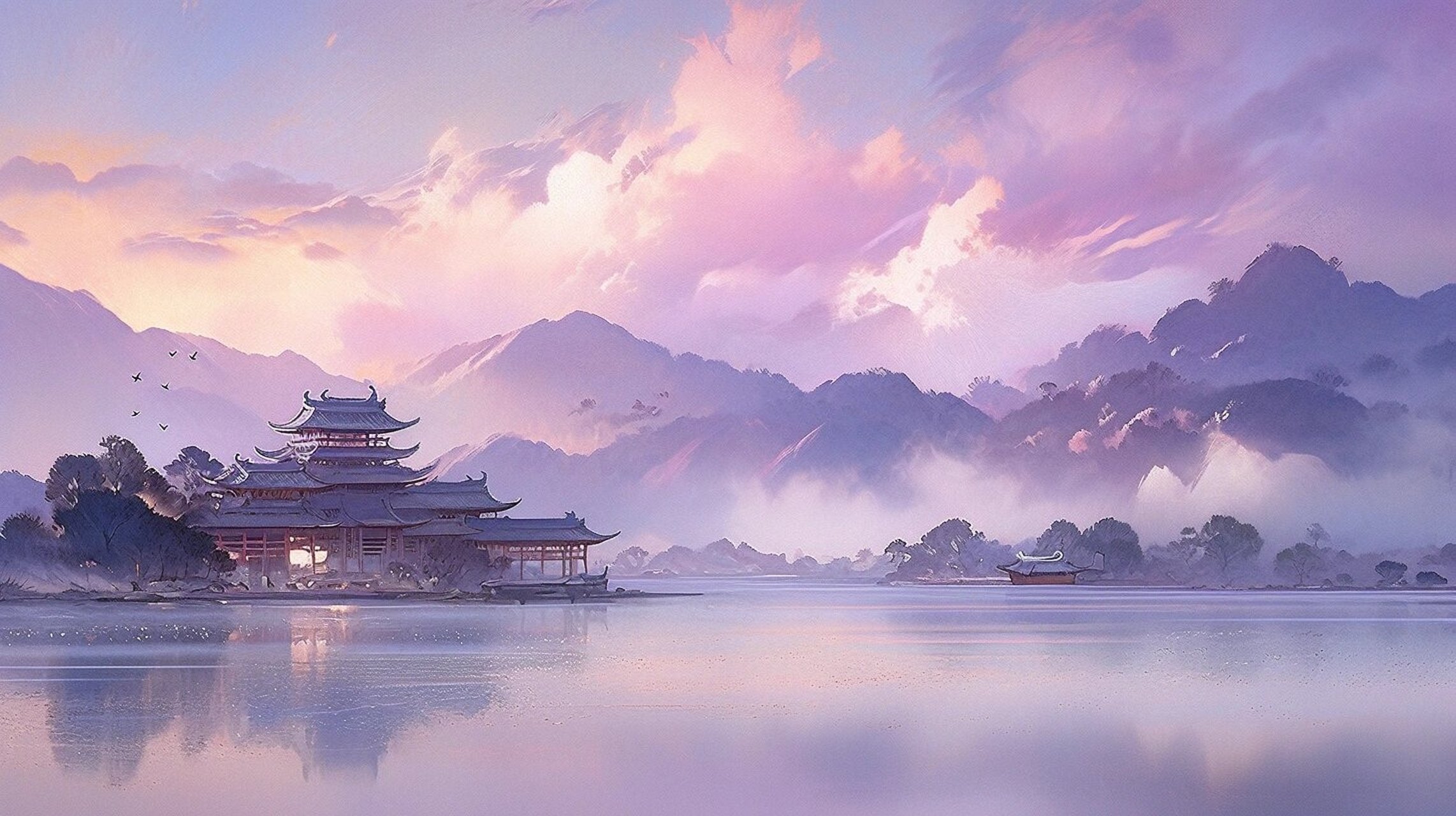 古风壁纸 | 悠悠暮山紫 潦水尽而寒潭清,烟光凝而暮山紫 #壁纸# #古风