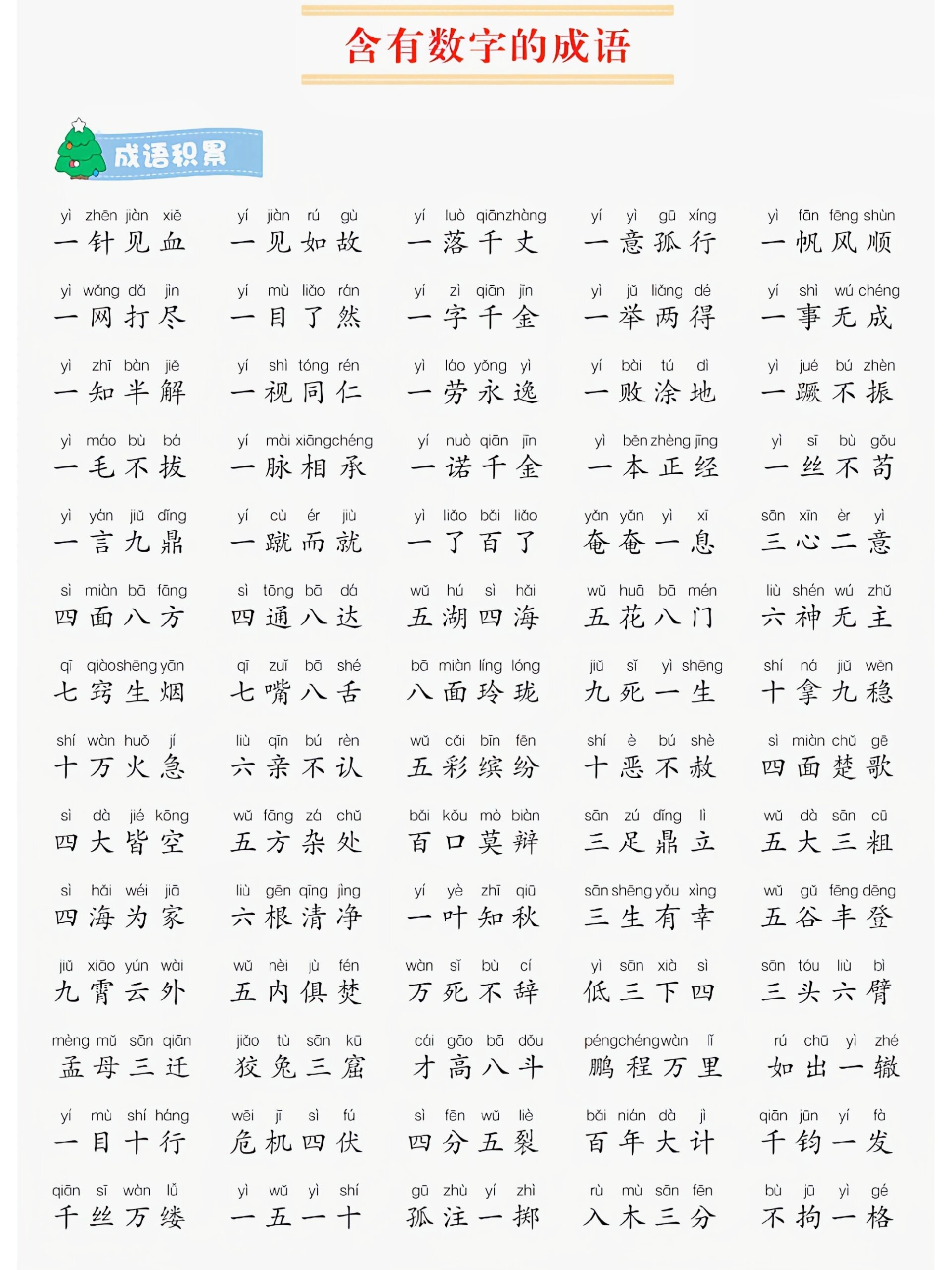 含有数字的成语合集