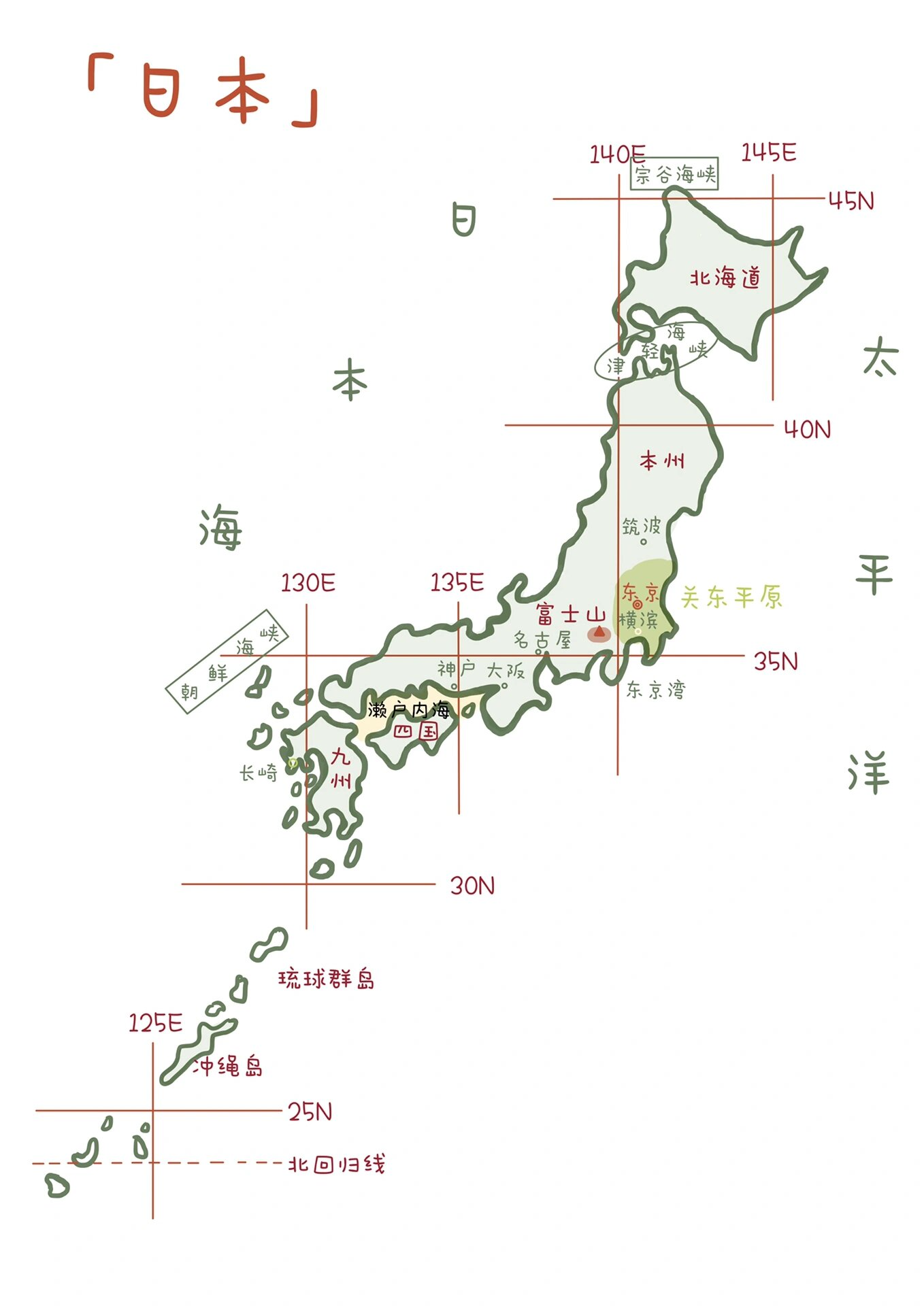 日本地理地图 简笔画图片