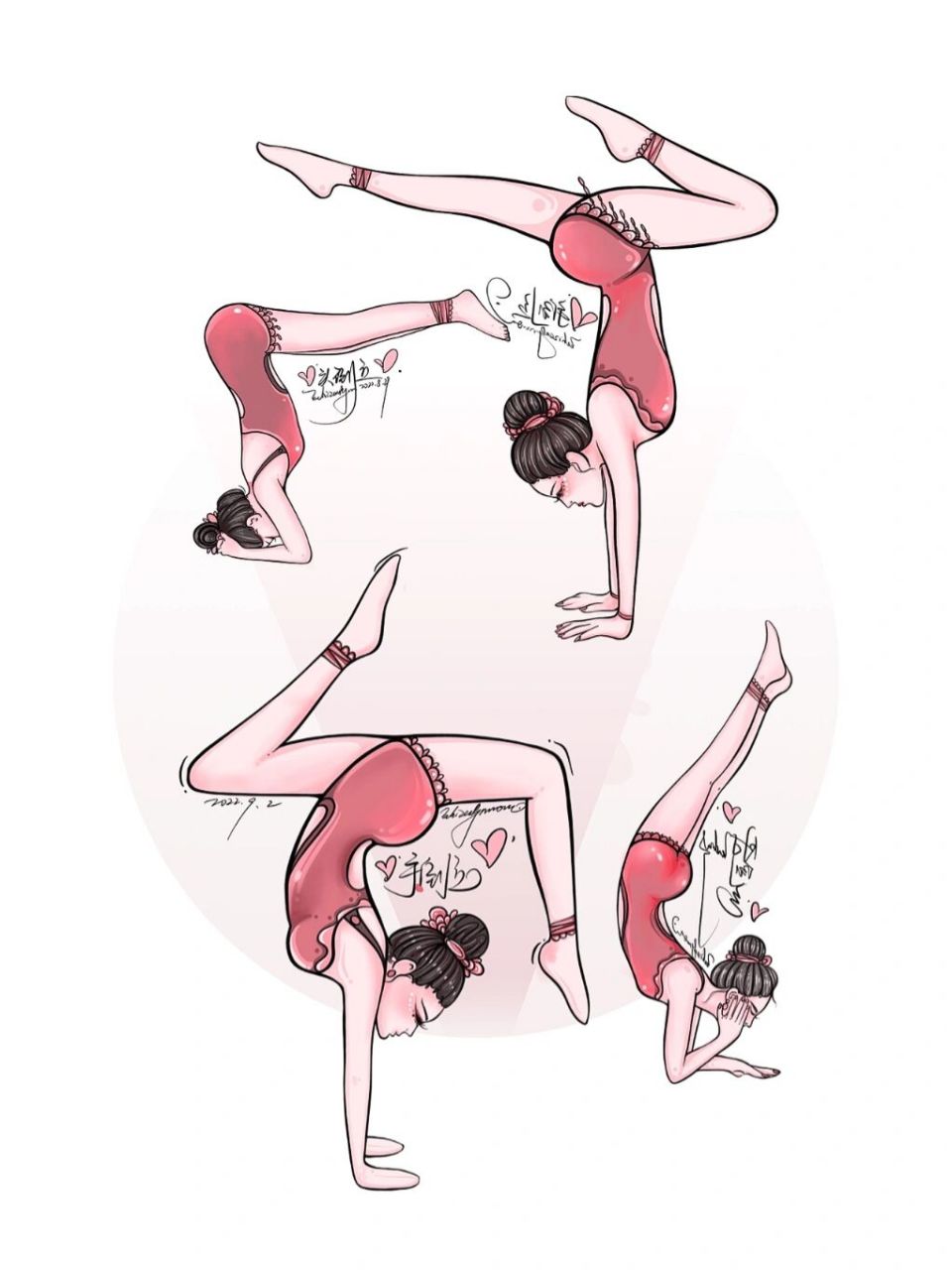 插画# #笔记灵感# #原创插画# #瑜伽# #手倒立# #倒立# 倒立体式疫情