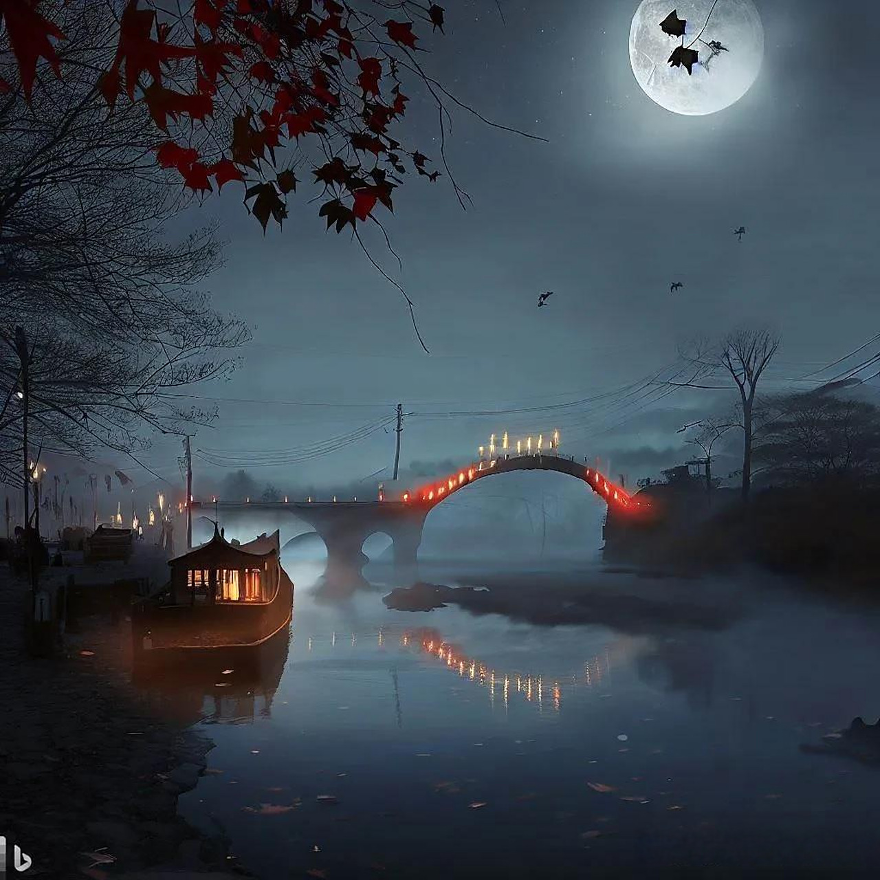 月落乌啼霜满天,江枫渔火对愁眠. 姑苏城外寒山寺,夜半钟声到客船.