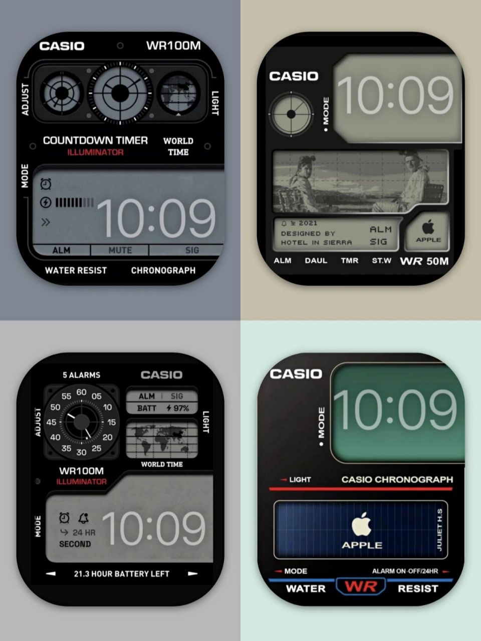 iwatch表盘壁纸丨电子风主题 分享casio主题的iwatch壁纸  苹果手表