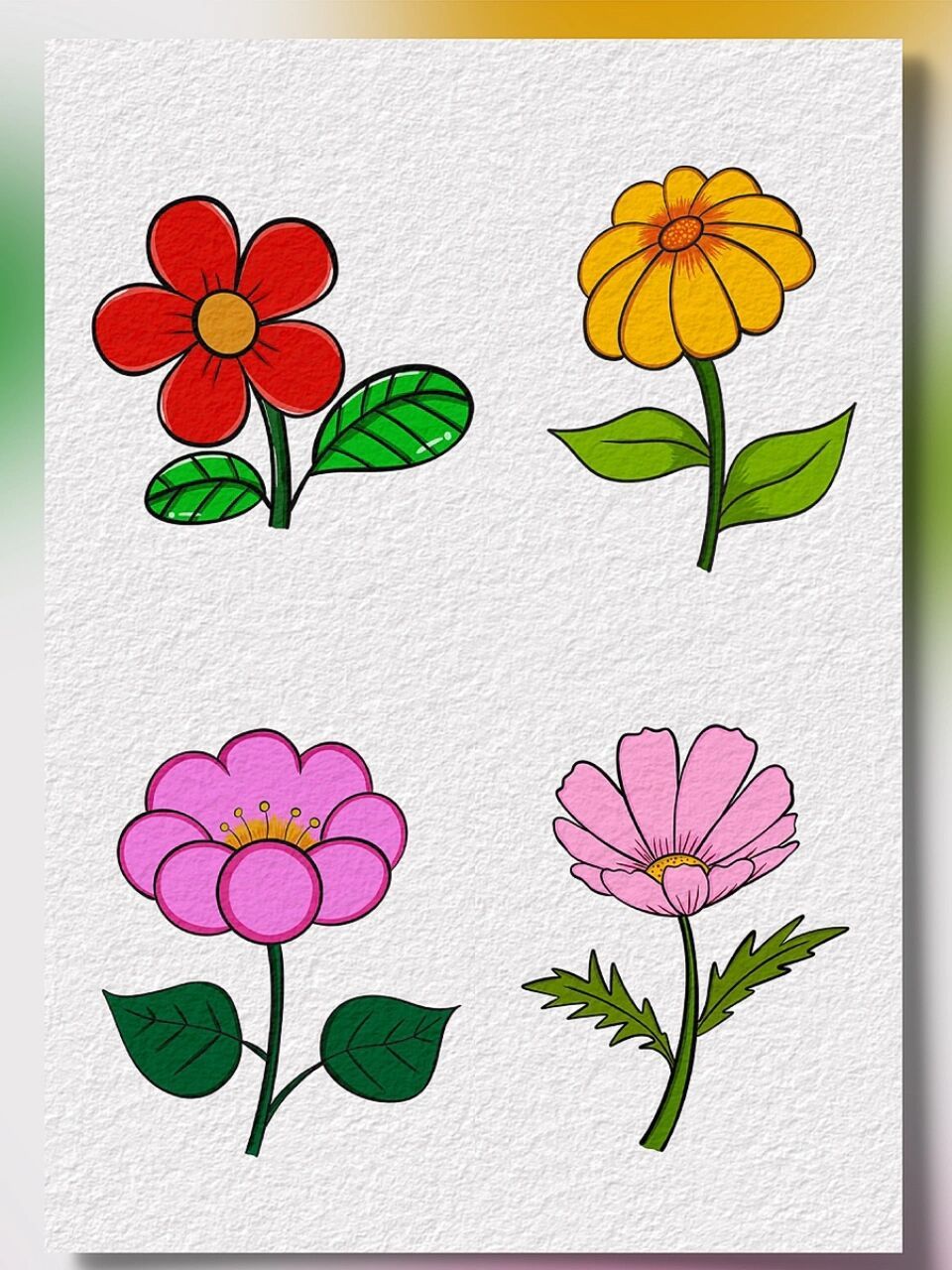 幼儿简笔画小花朵 好看又简单的幼儿简笔花朵