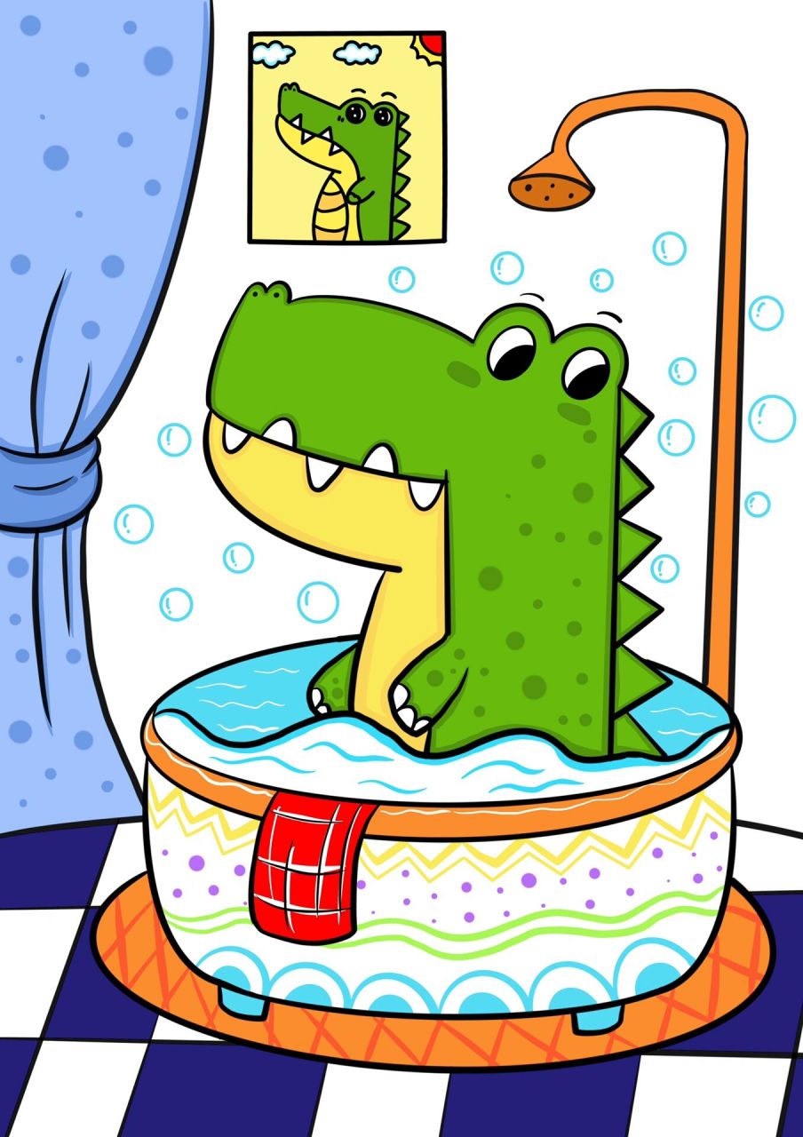 鳄鱼的简笔画 彩色图片