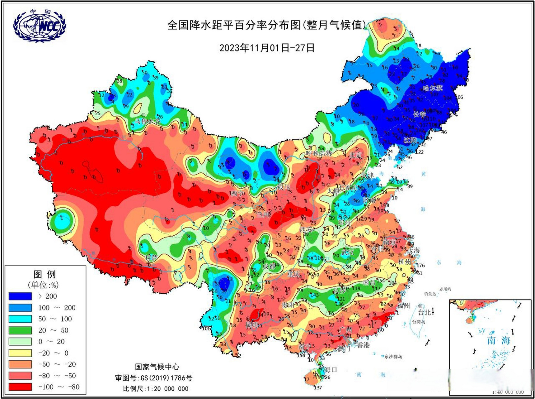 中国各地降水量分布图图片